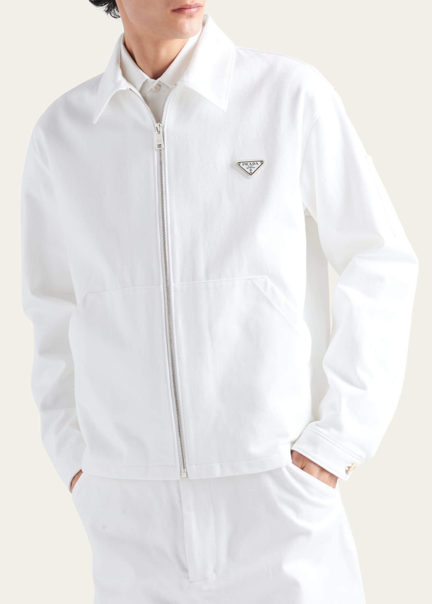 Prada Men's Bull Denim Zip Overshirt - Bergdorf Goodman