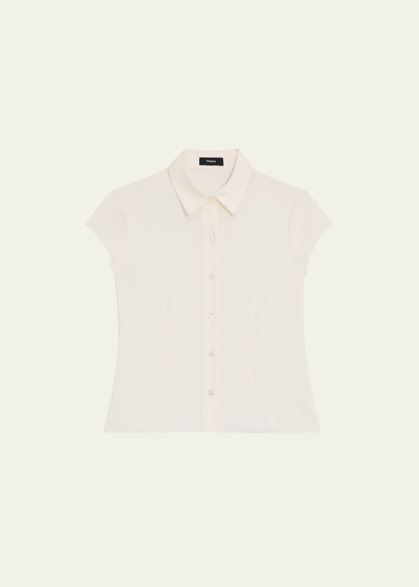 Theory Cap-Sleeve Modern Silk Georgette Blouse Image 1 of 5
