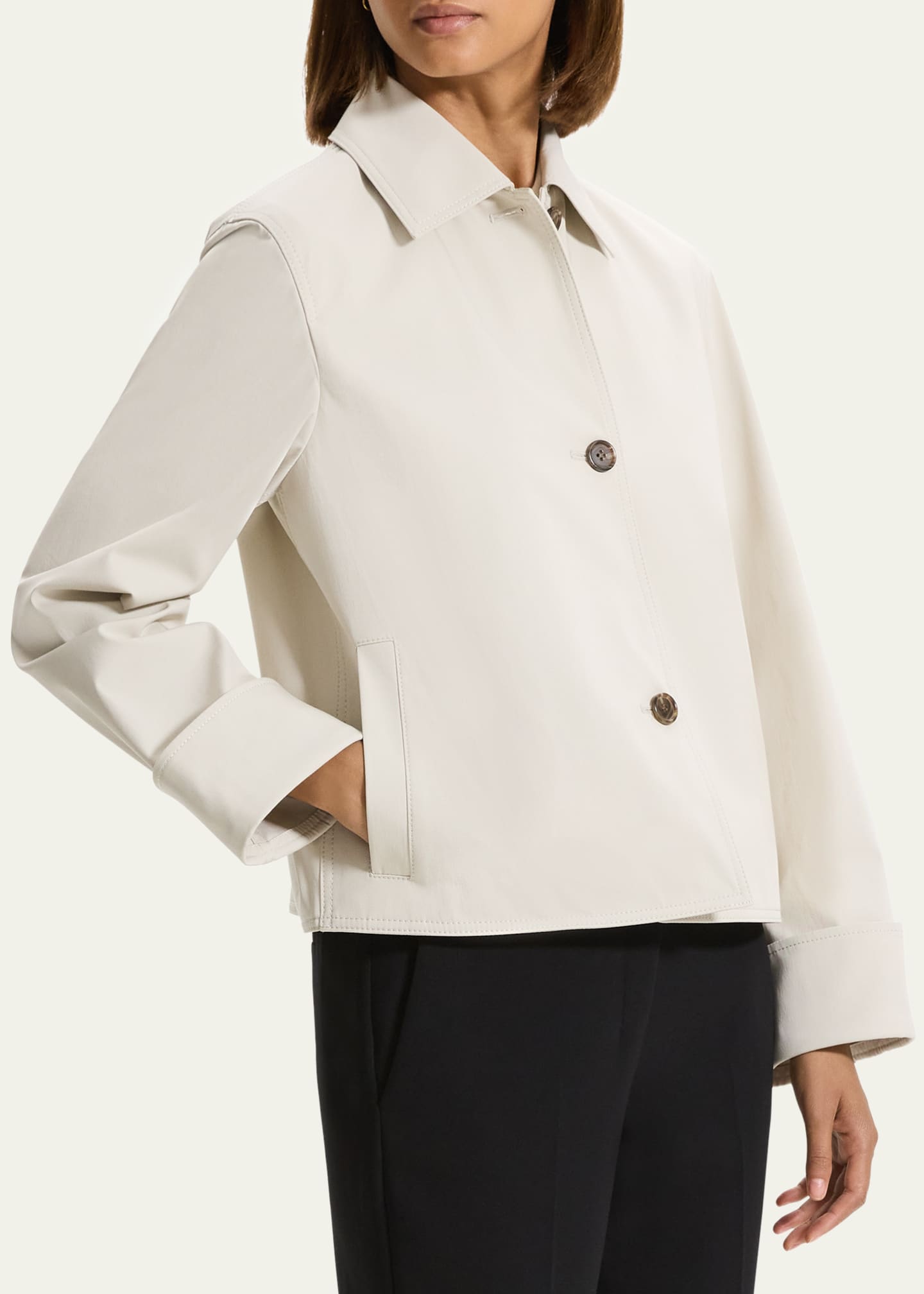 Theory Cropped Wide-Cuff Trench Jacket - Bergdorf Goodman