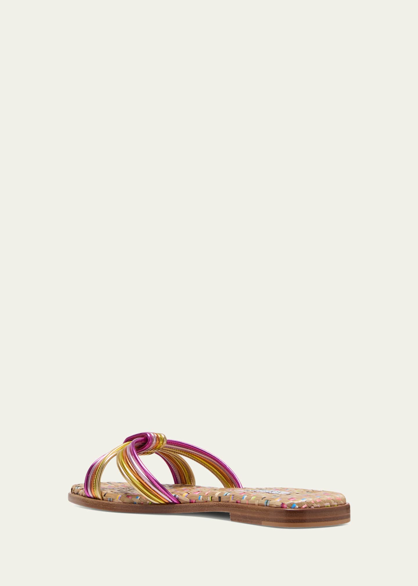 Film Strappy Multicolored Slide Sandals - Thumbnail 2