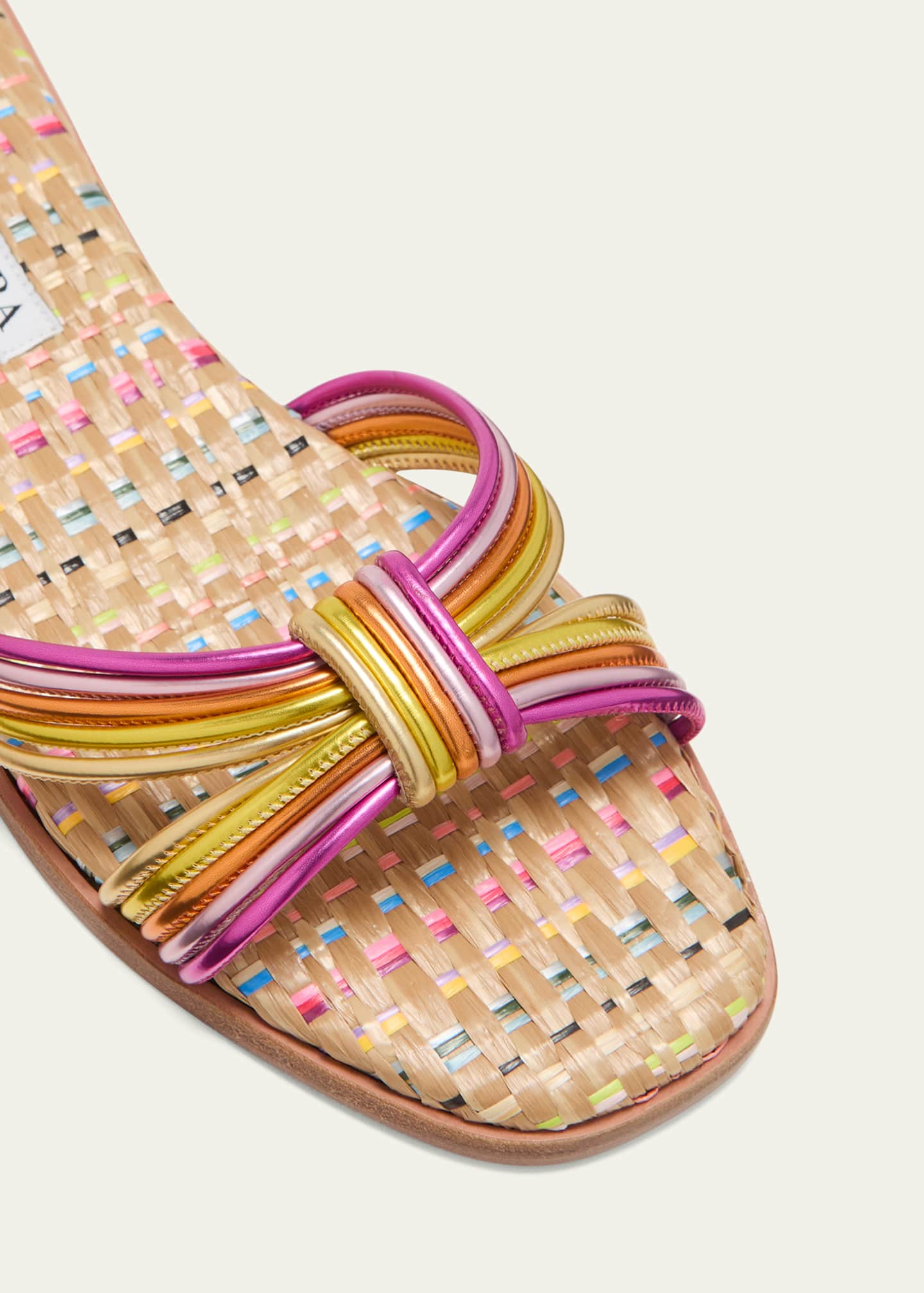 Film Strappy Multicolored Slide Sandals - Thumbnail 3