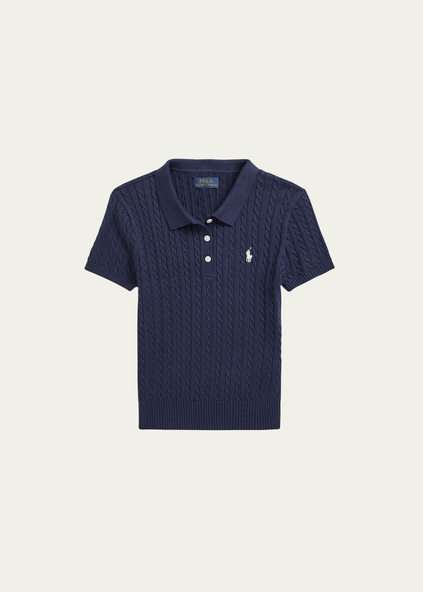 Cable Knit Short Sleeve Polo