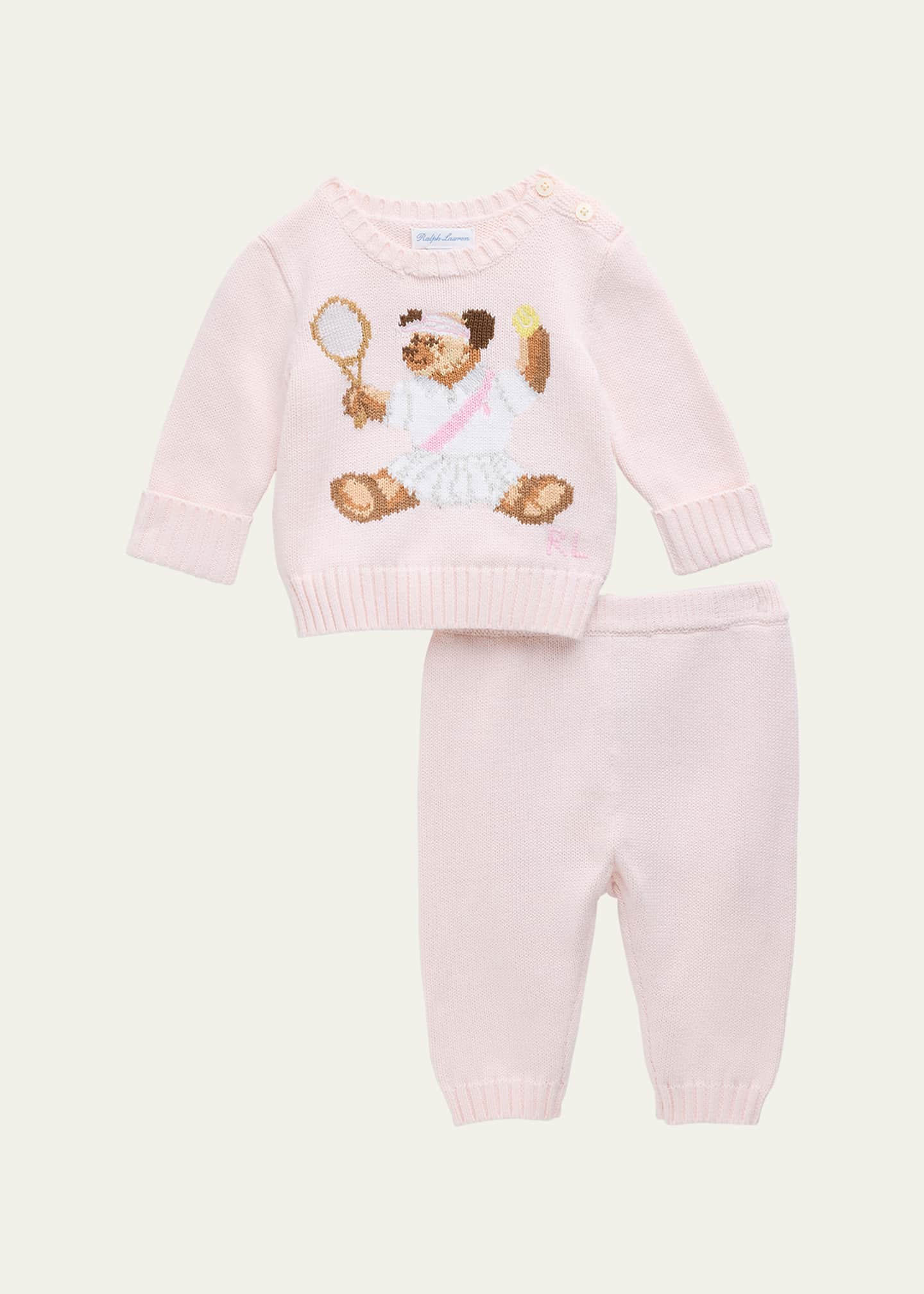 Ralph Lauren Kids Polo Bear intarsia-knit set (set of two) - Neutrals