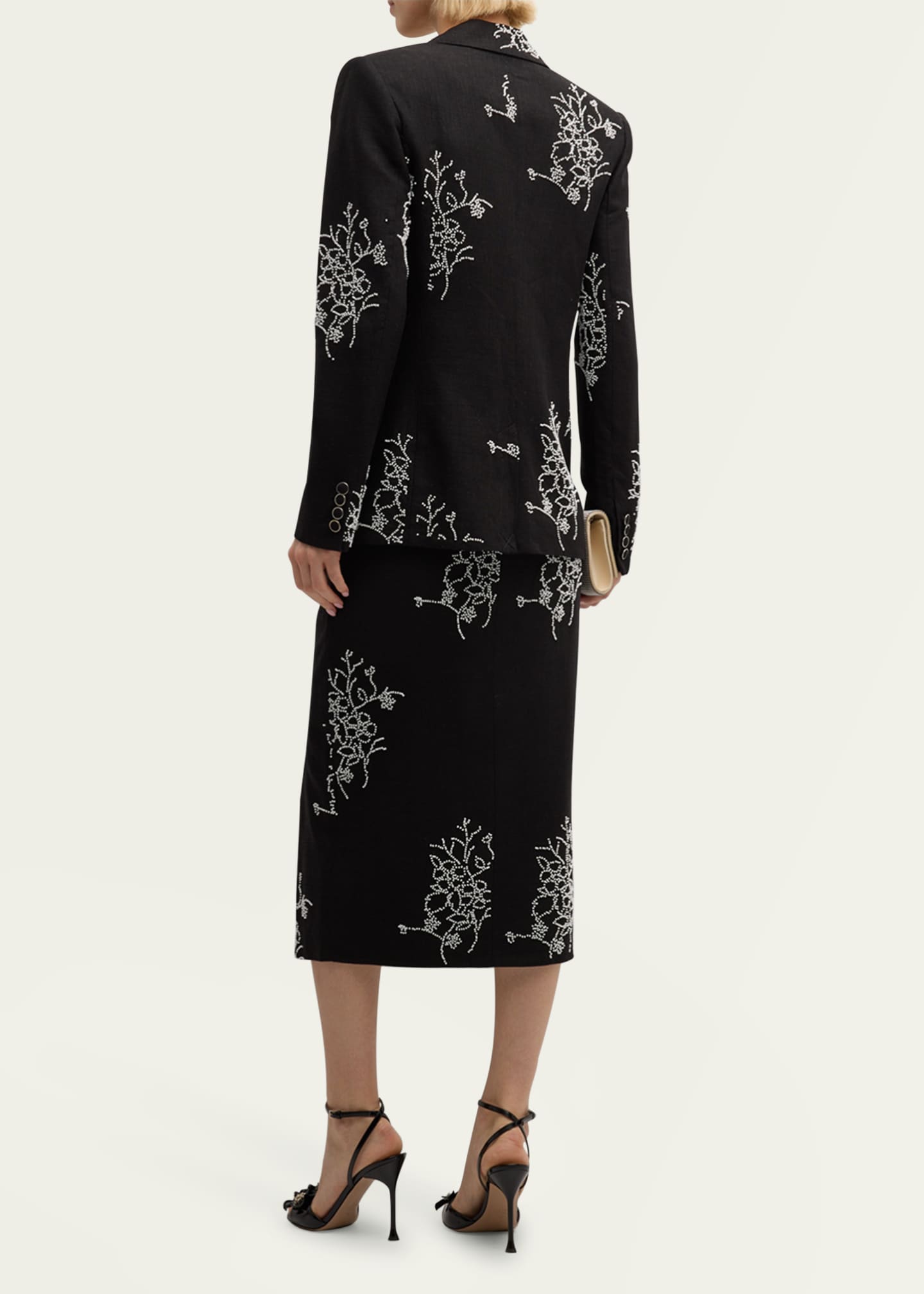 Milly Santanna Beaded Side-Slit Midi Skirt Image 3 of 5