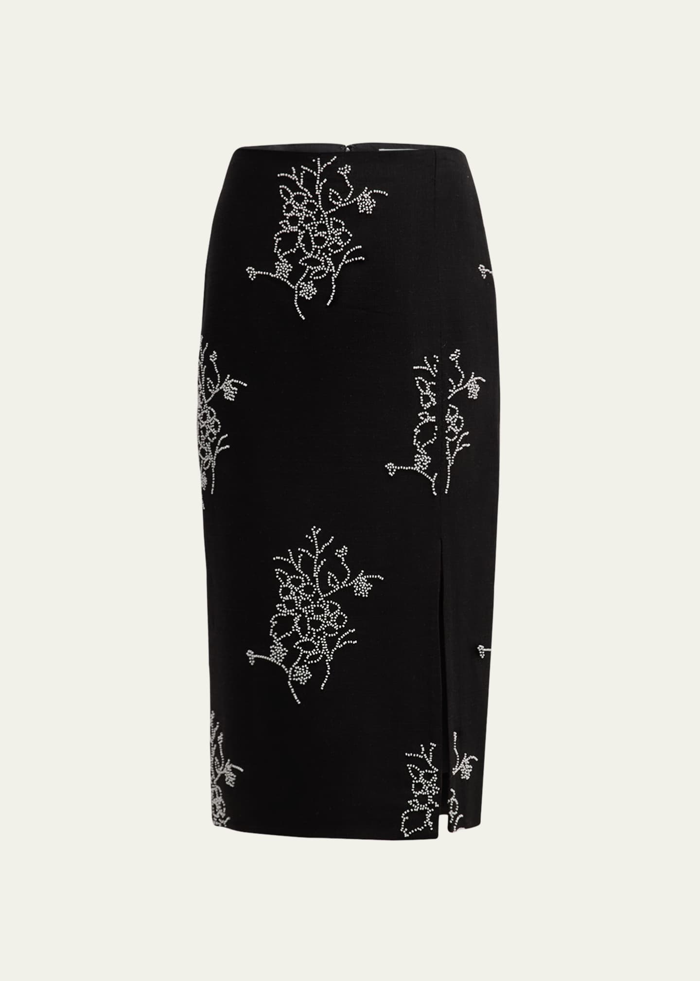 Milly Santanna Beaded Side-Slit Midi Skirt Image 1 of 5