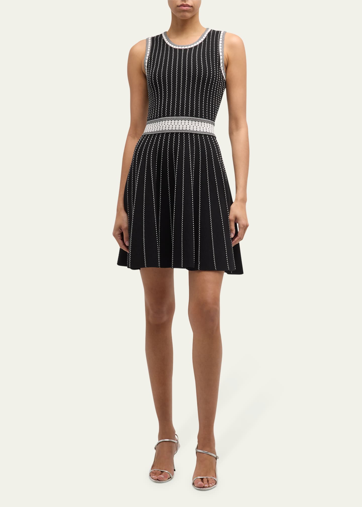 Milly Sleeveless Striped Knit Mini Dress Image 2 of 5