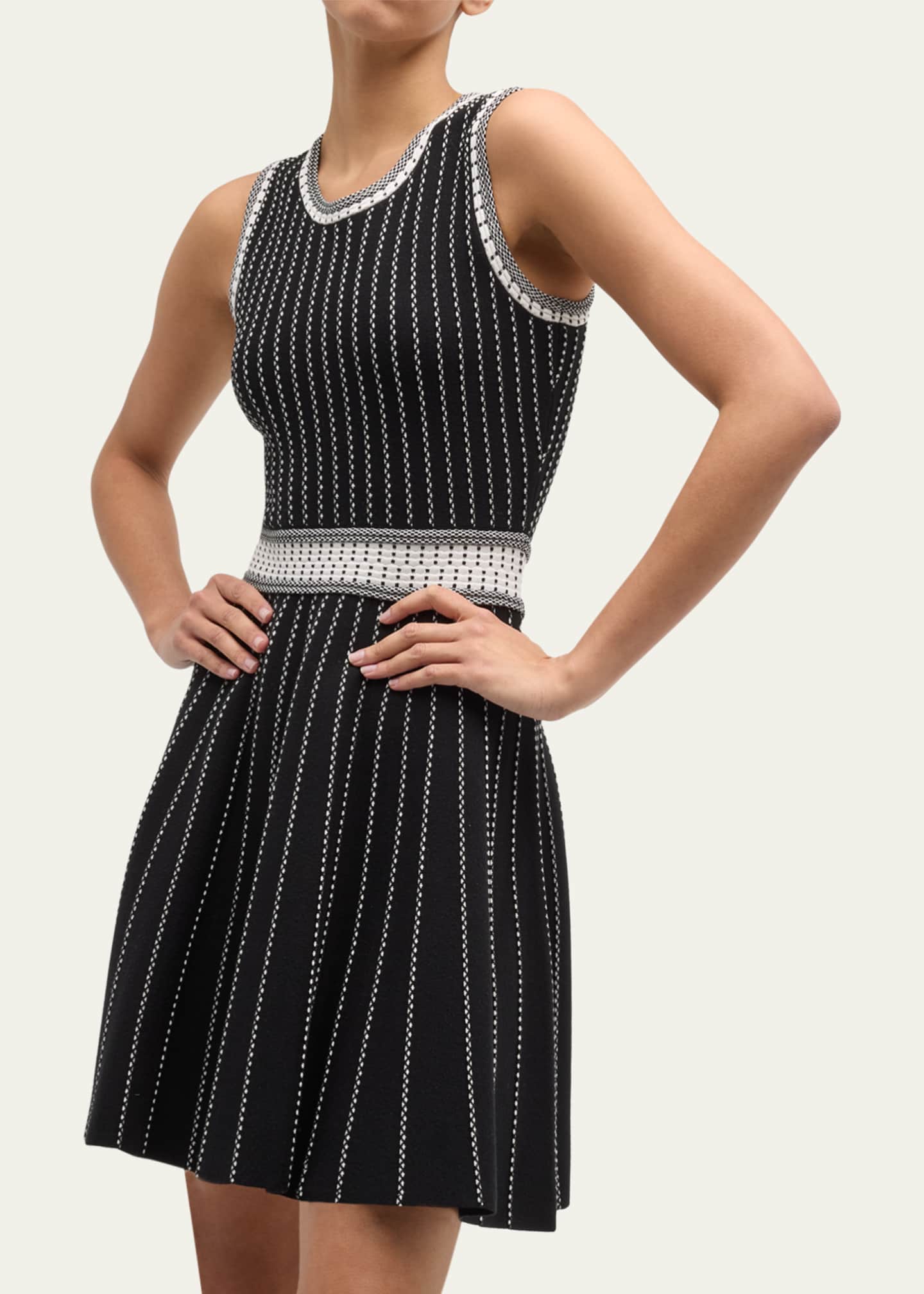 Milly Sleeveless Striped Knit Mini Dress Image 4 of 5