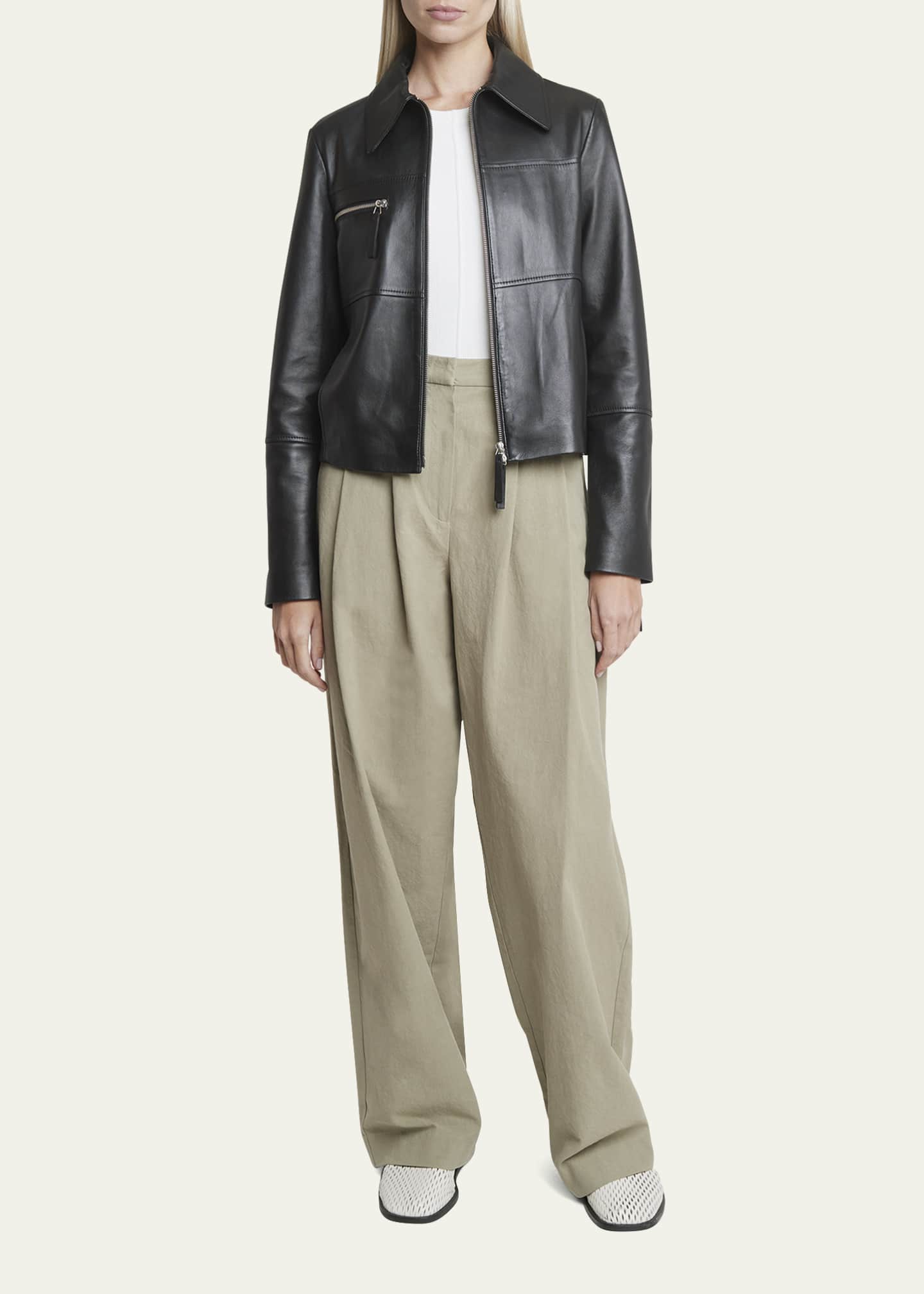 Proenza Schouler White Label Annabel Zip-Front Leather Jacket