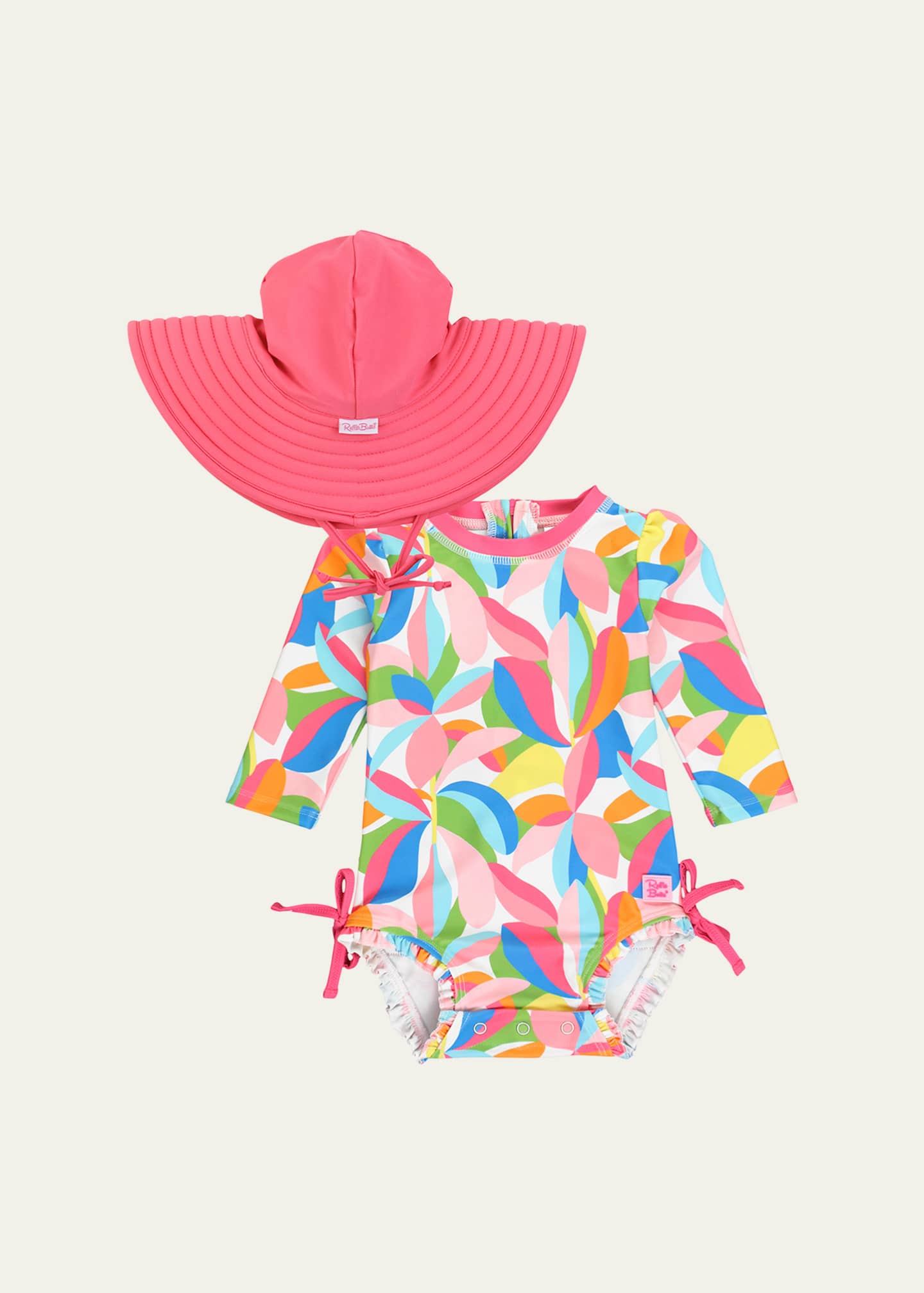 RuffleButts Tropical Adventure Ruffle Hem Rash Guard Two Piece