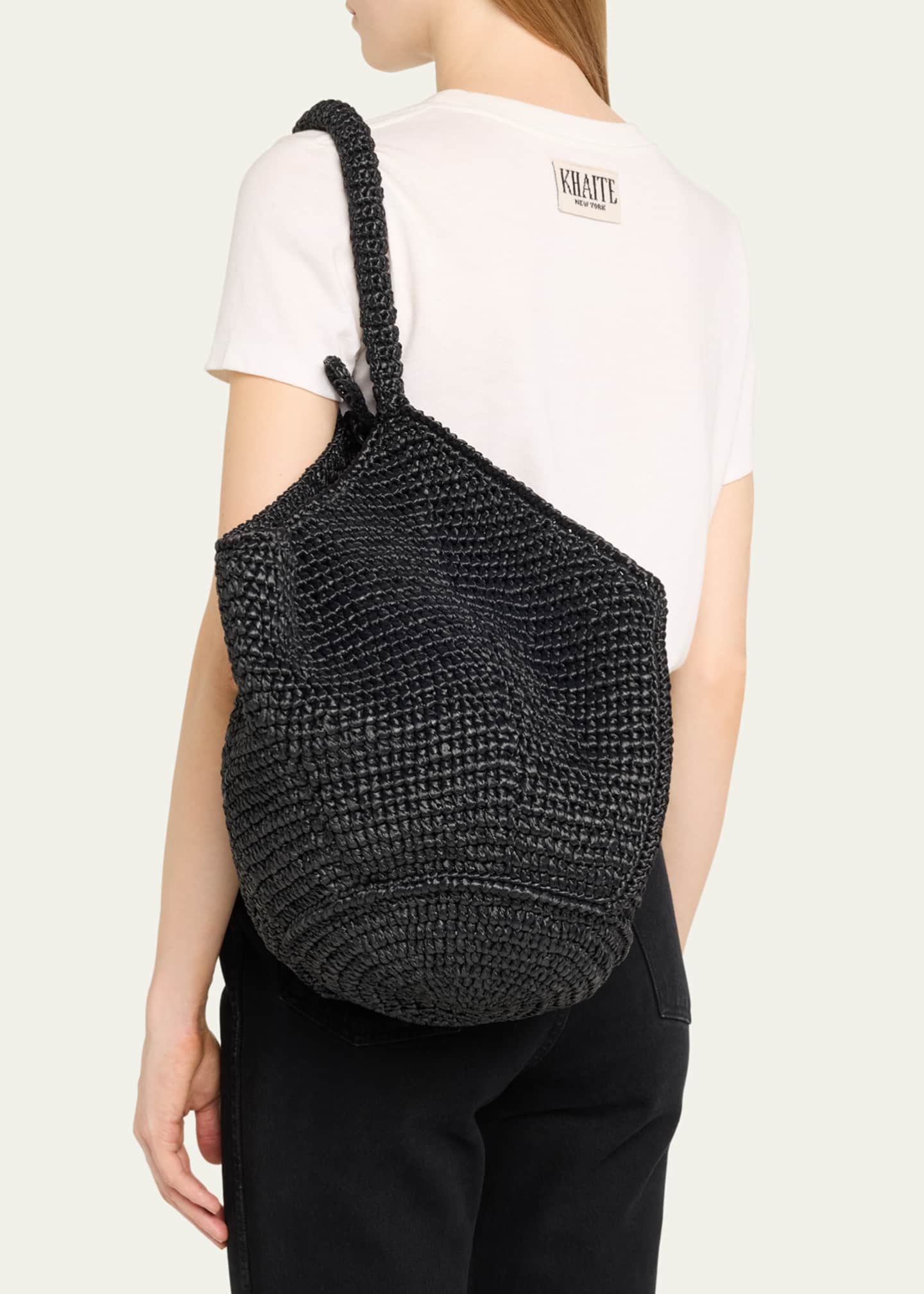 Fire Medium Raffia Bucket Bag - Powder