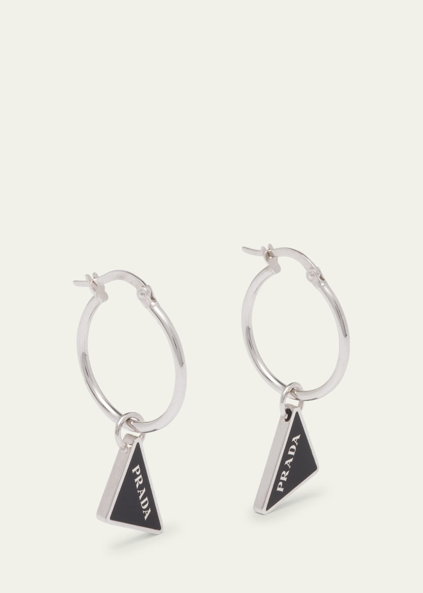 【PRADA】l earrings Prada Metal Hoop Earrings with Charms | Neiman Marcus