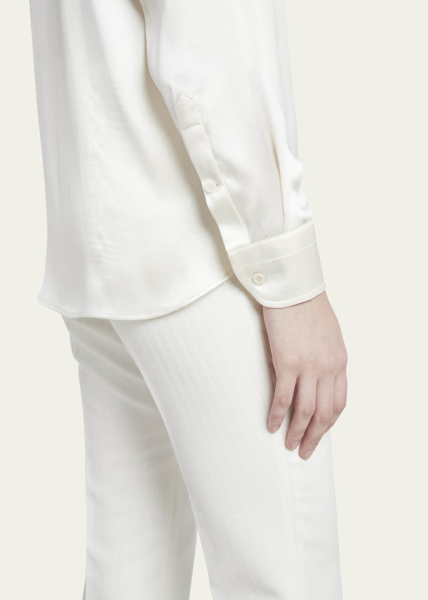 TOM FORD Pleated-Placket Fluid Silk Charmeuse Collared Shirt - Bergdorf ...