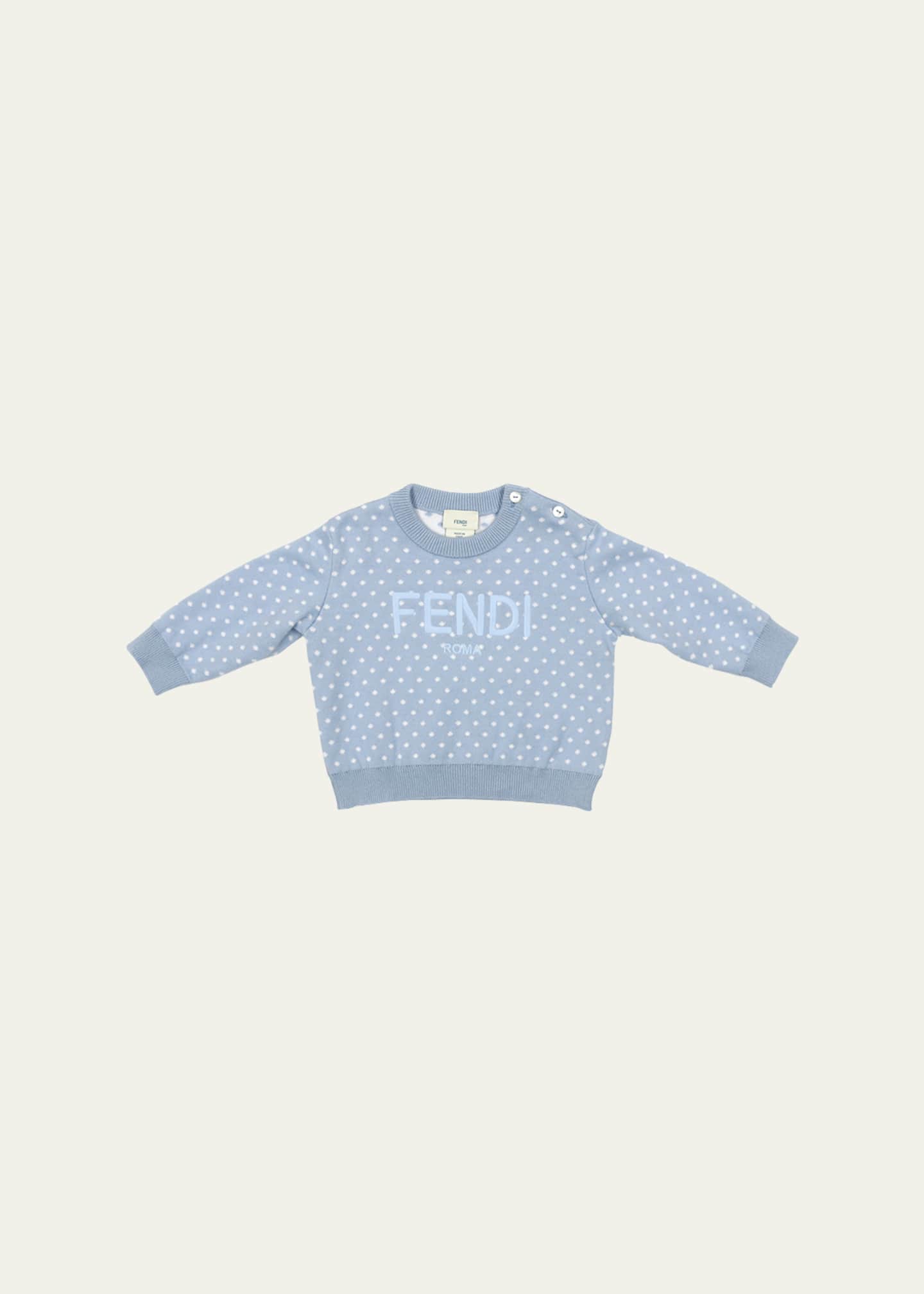 Fendi Kid's Dot Allover Knit Long-Sleeve Top, Size 3M-24M