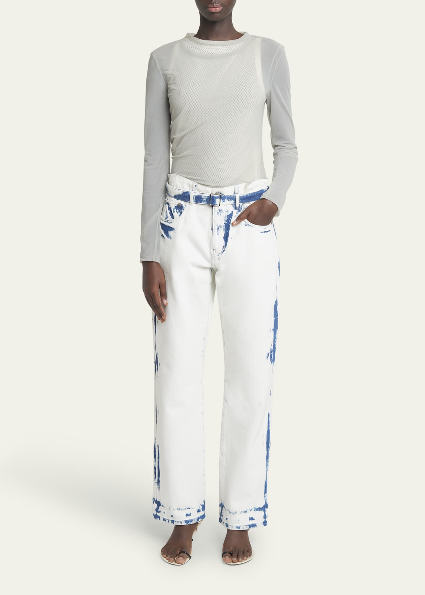 PROENZA SCHOULER for J BRAND Size 28 Black & White Painted Cotton Blend Jeans