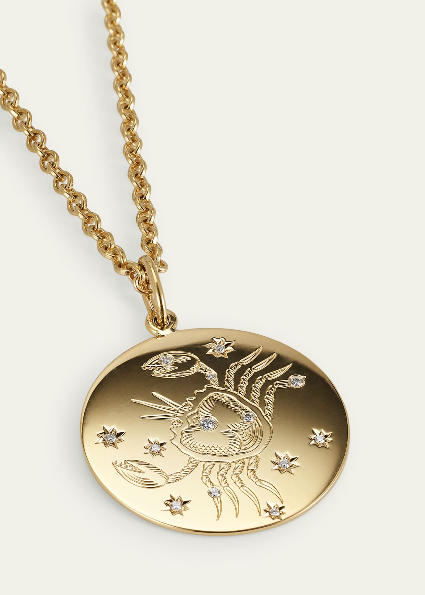 Verdura 18K Yellow Gold Cancer Zodiac Pendant Necklace with Diamonds Image 2 of 3