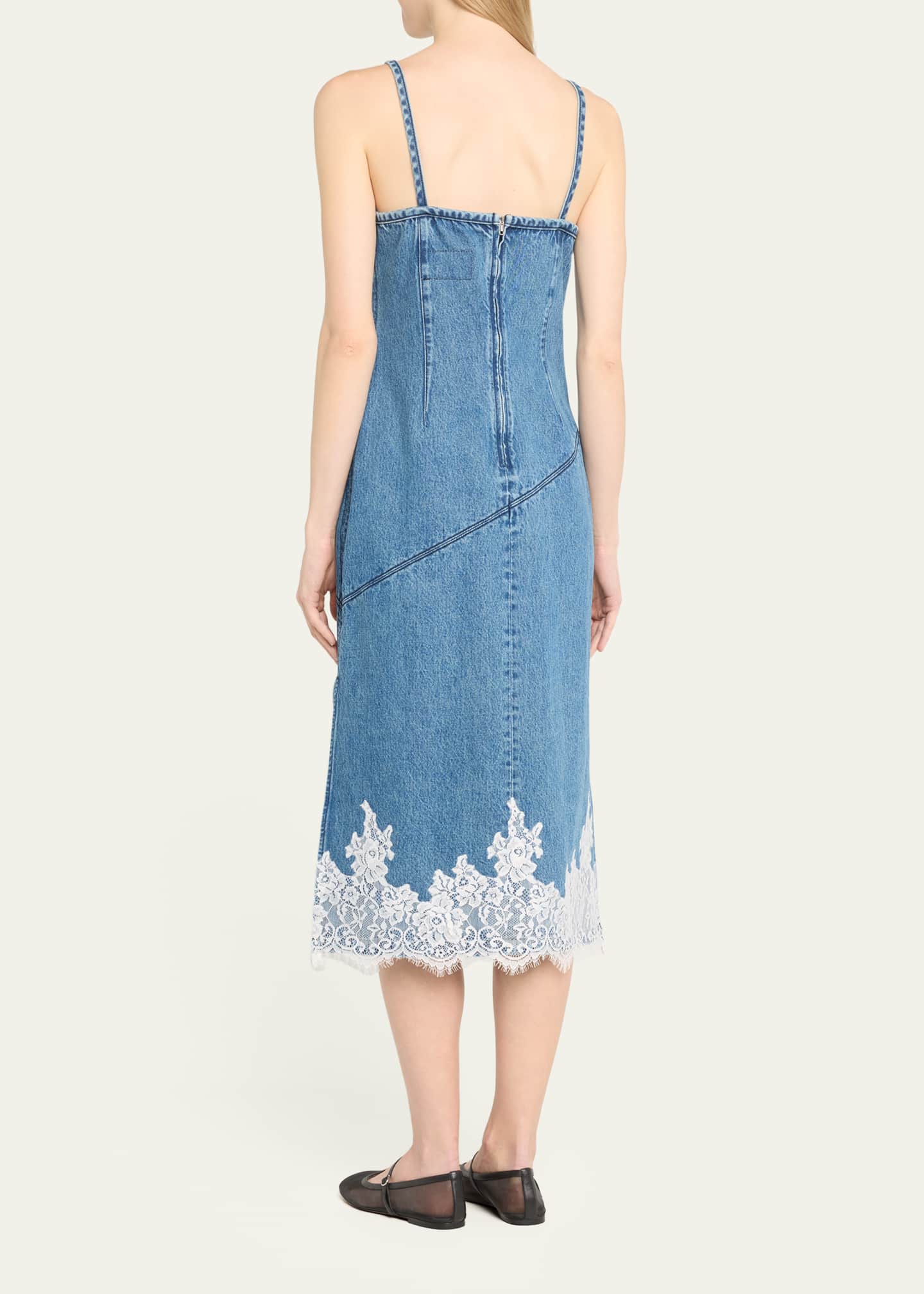 3.1 Phillip Lim Lace and Denim Midi Slip Dress Image 3 of 5