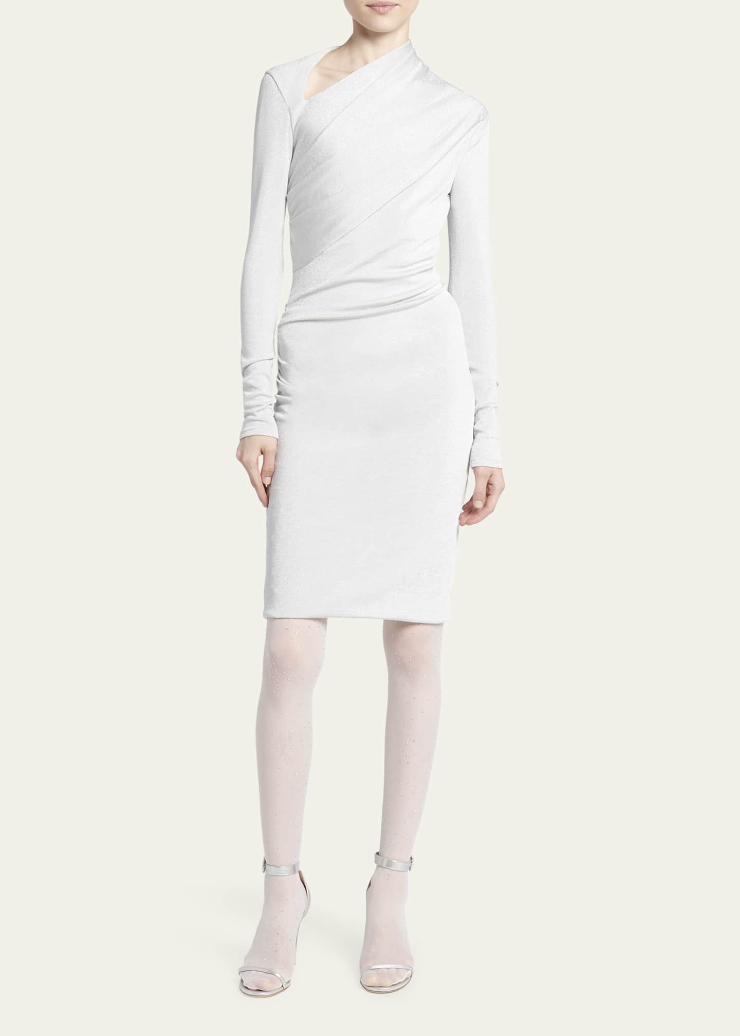 Giorgio Armani Metallic Ruched Jersey Mini Dress Image 2 of 5