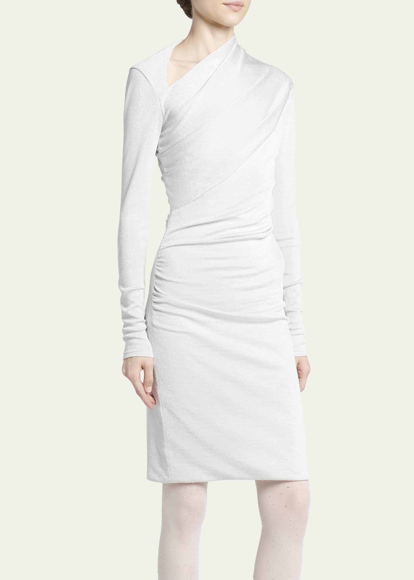 Giorgio Armani Metallic Ruched Jersey Mini Dress Image 4 of 5