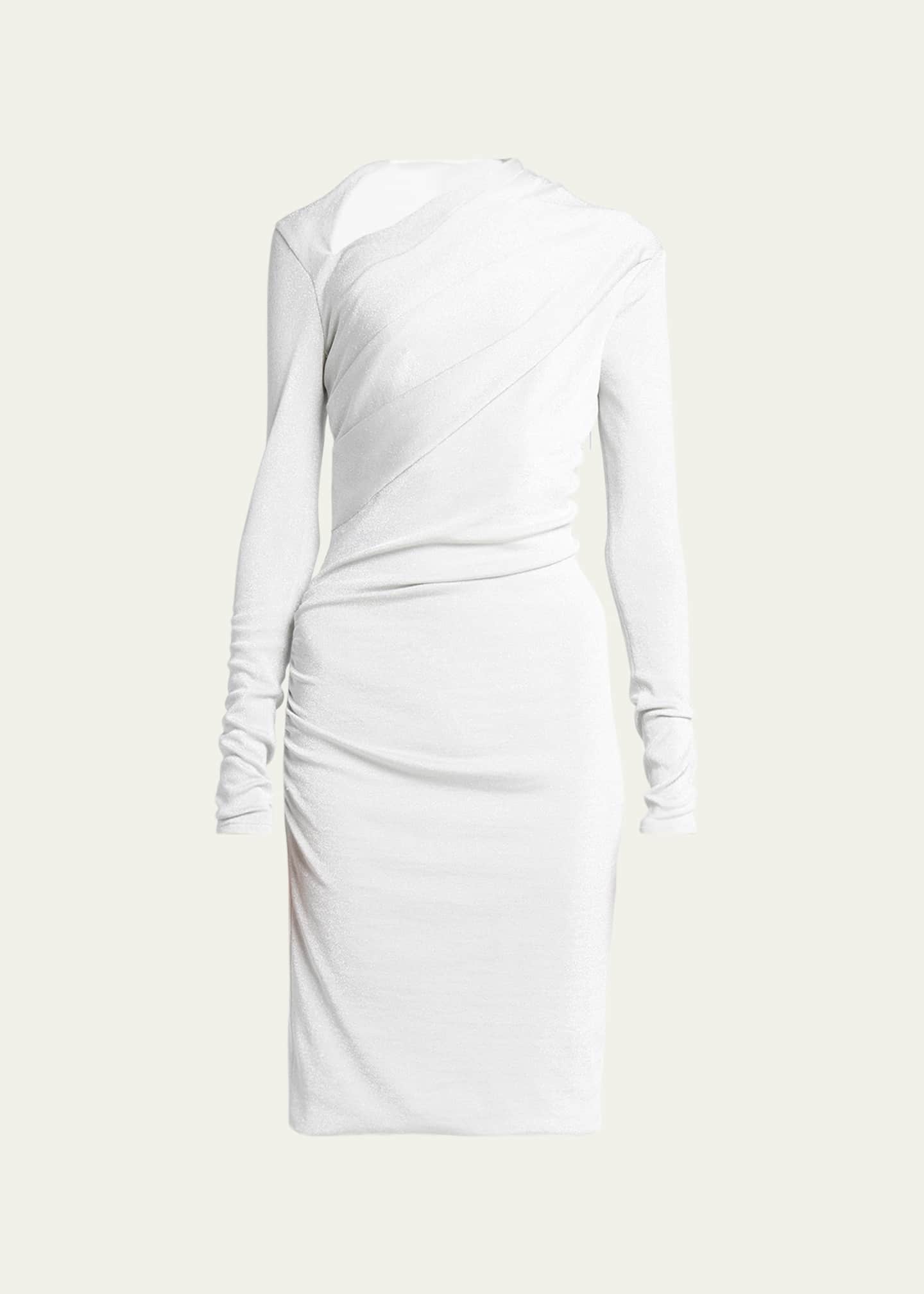 Giorgio Armani Metallic Ruched Jersey Mini Dress Image 1 of 5