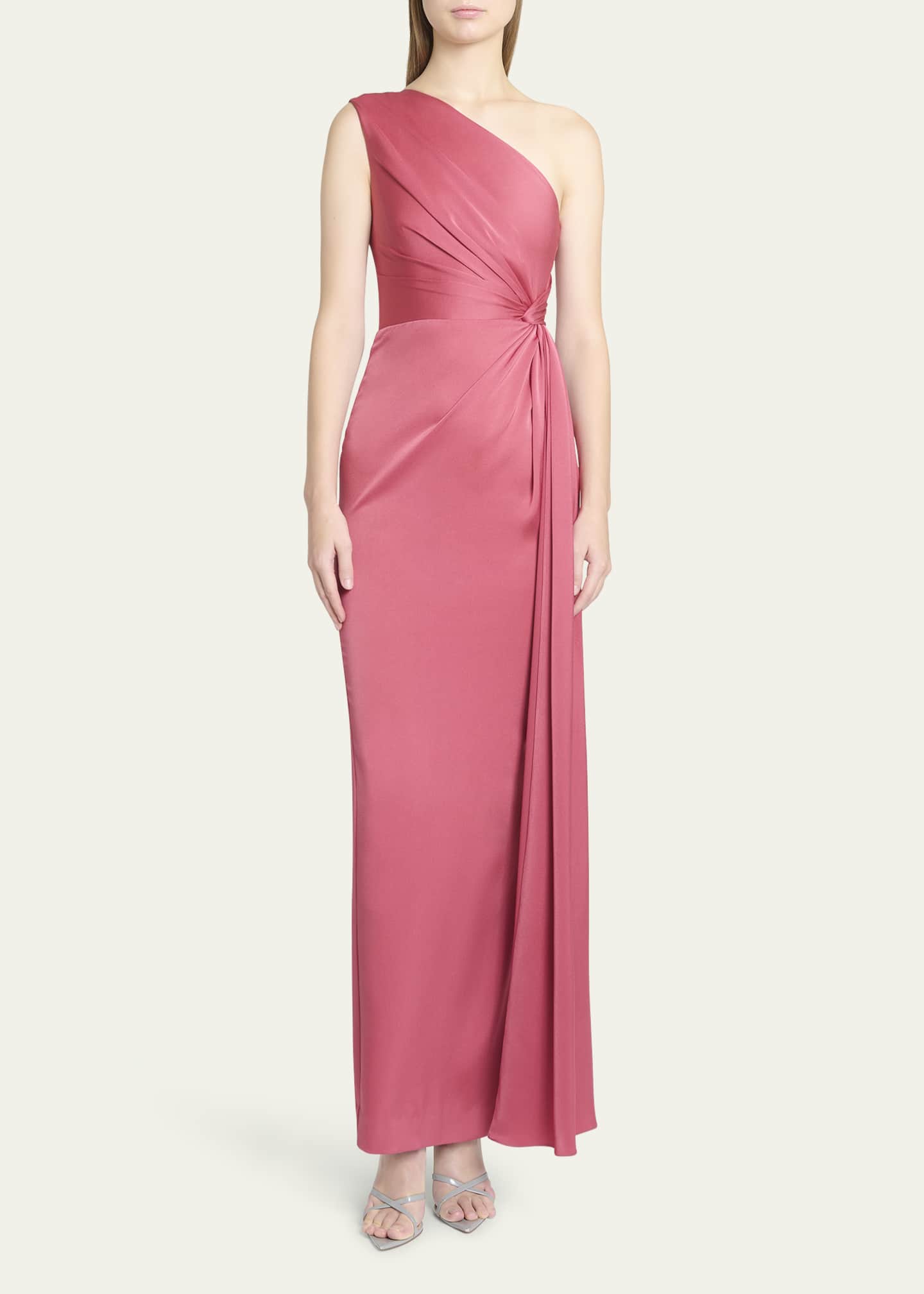 Alex Perry One-Shoulder Twisted Satin Crepe Column Gown - Bergdorf Goodman