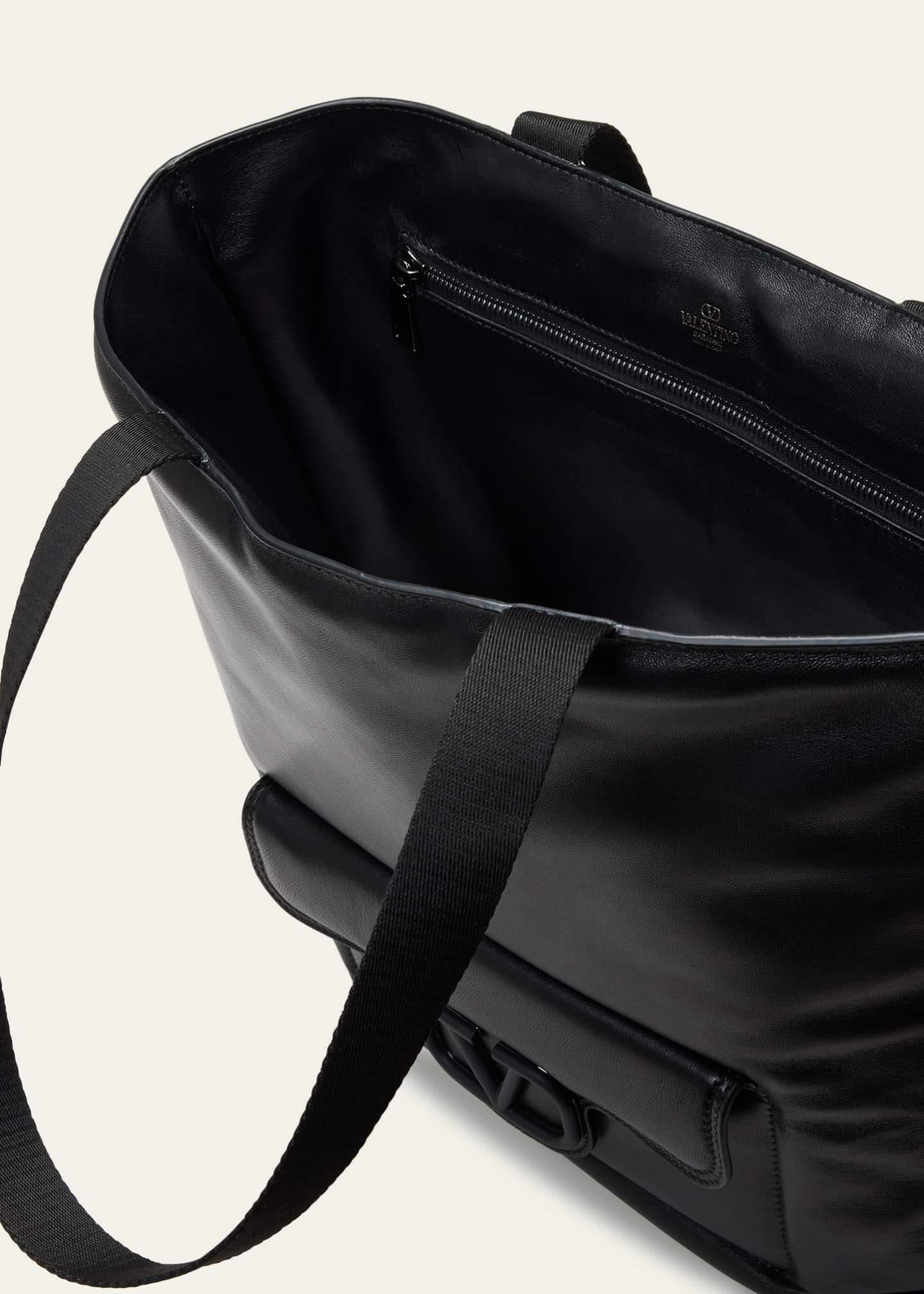Valentino Garavani Men's Noir Leather Tote Bag Image 4 of 5