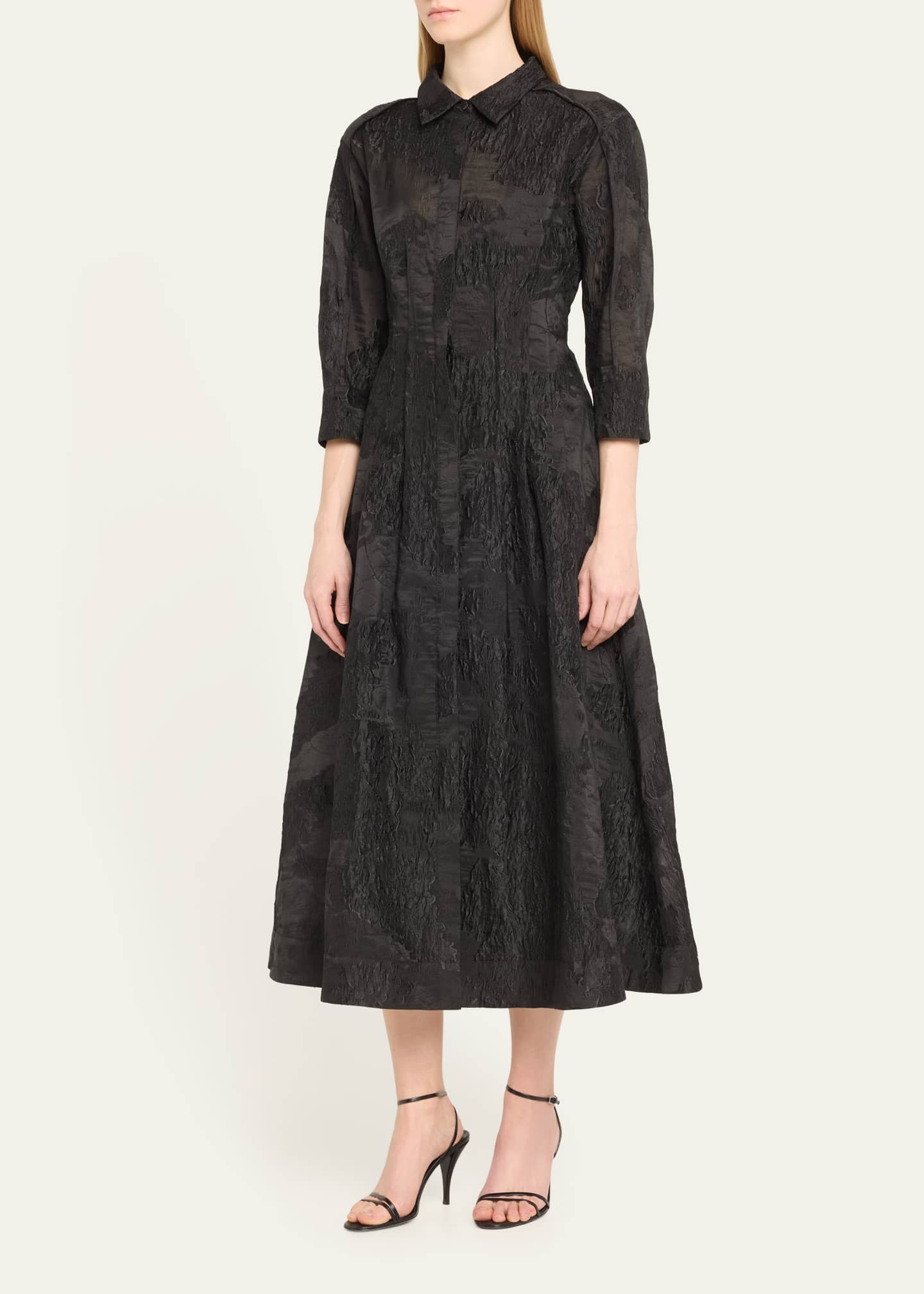 SIMKHAI Court Textured Short-Sleeve Midi Shirtdress - Bergdorf Goodman