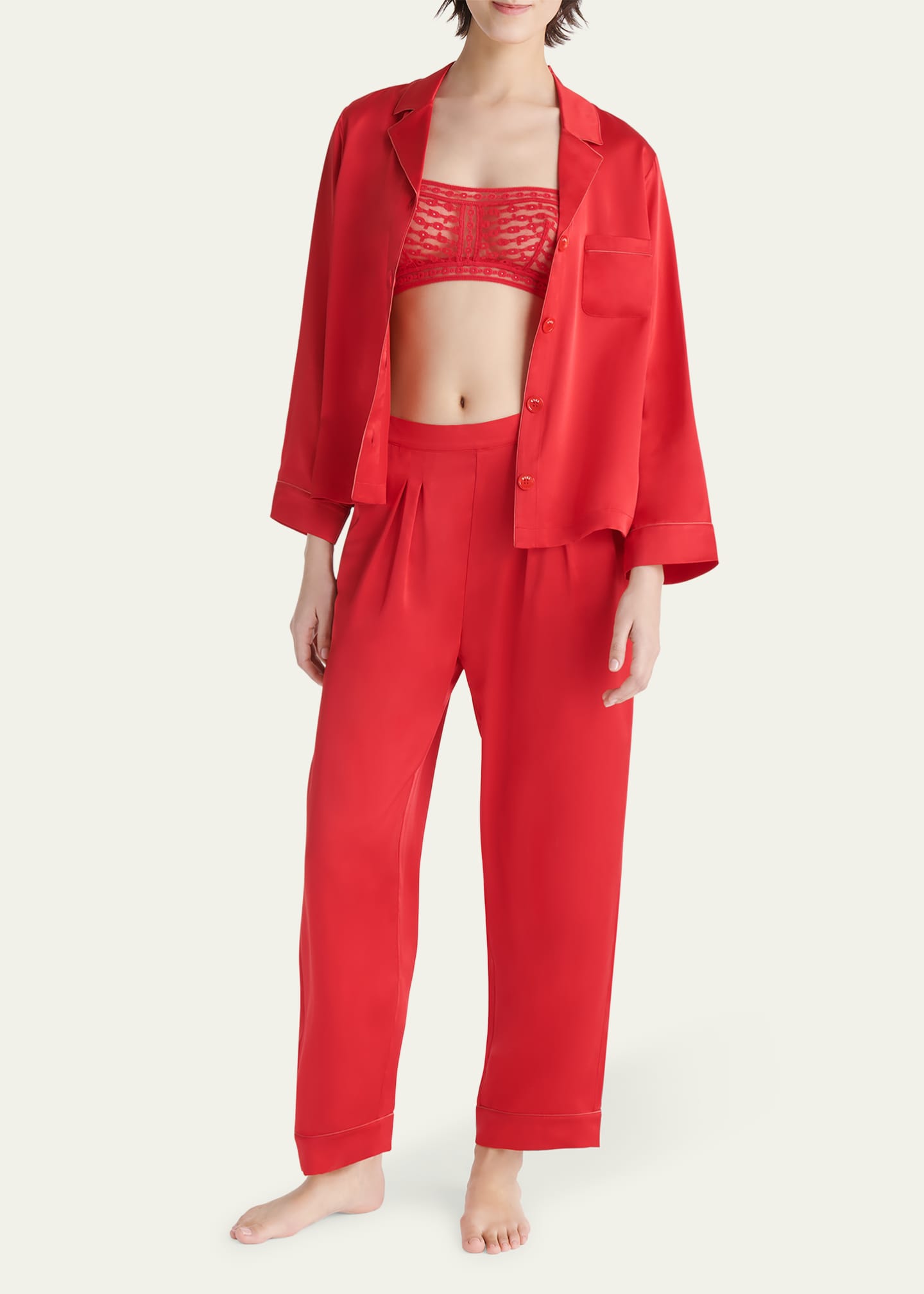 Eres Convive Button-Down Silk Pajama Shirt Image 2 of 5