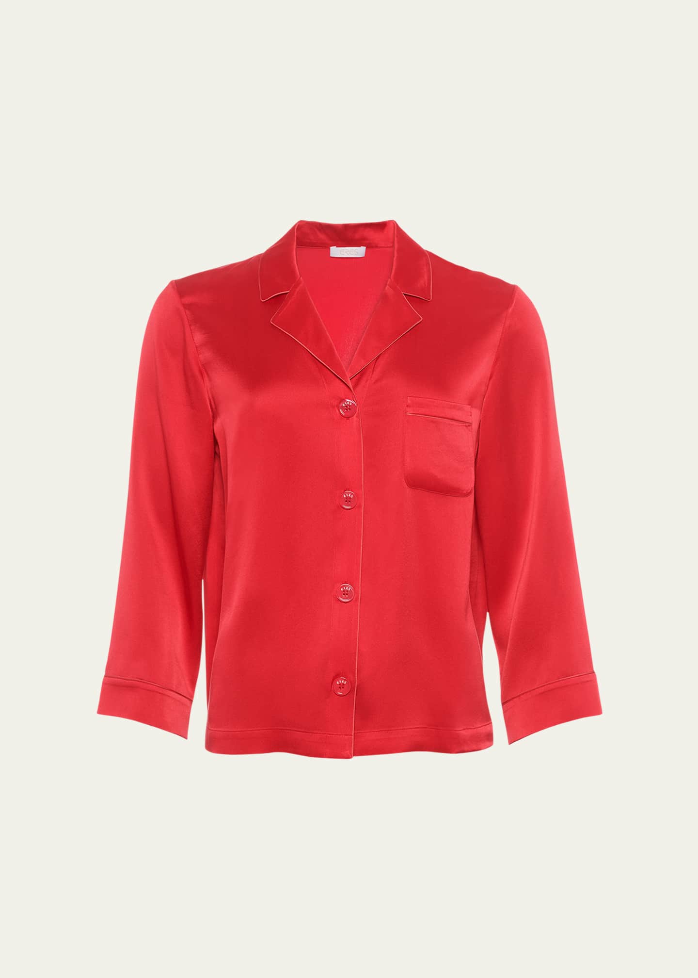 Eres Convive Button-Down Silk Pajama Shirt Image 1 of 5