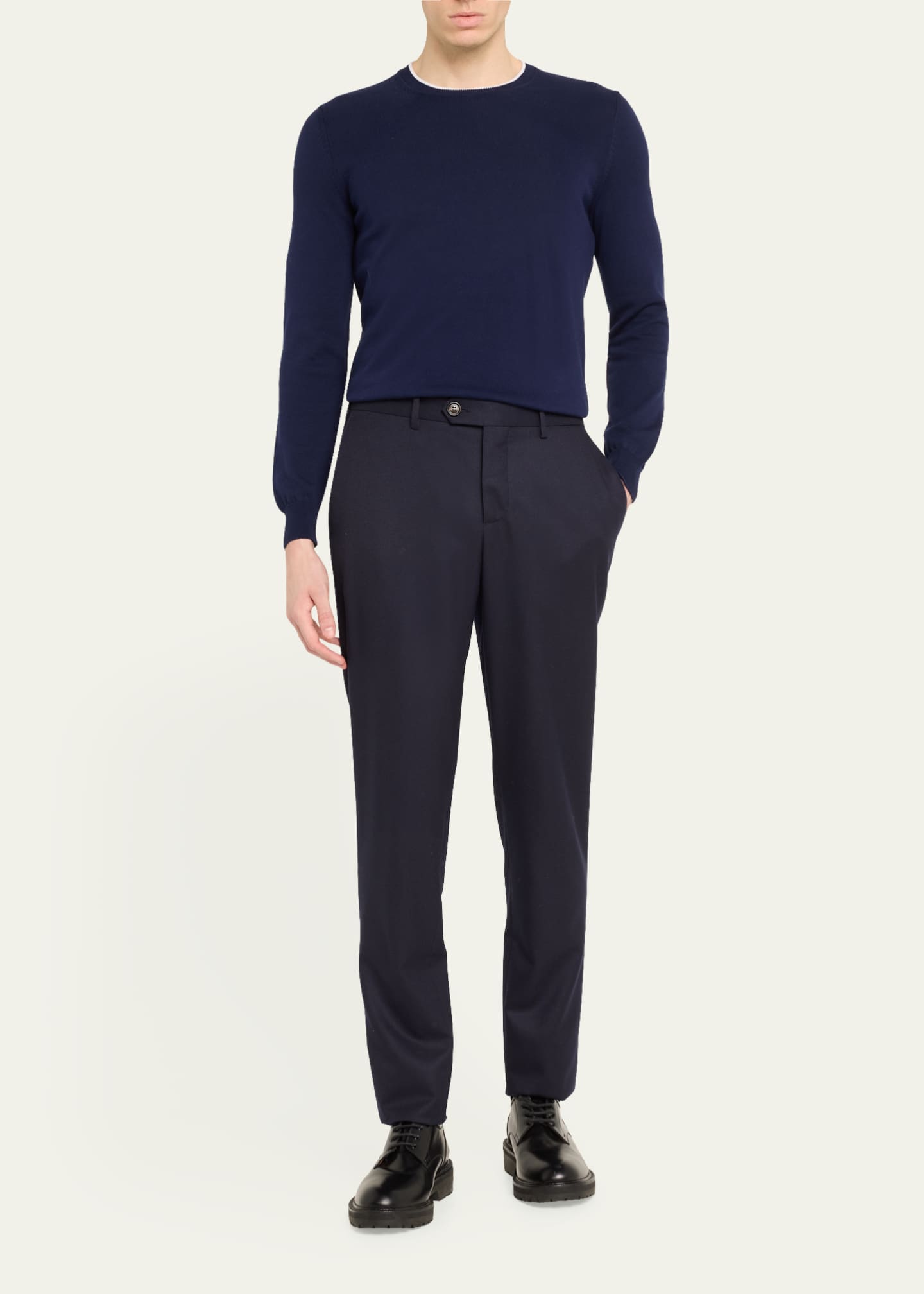 Bergdorf Goodman Men's Giza Cotton Crewneck Sweater Image 2 of 5