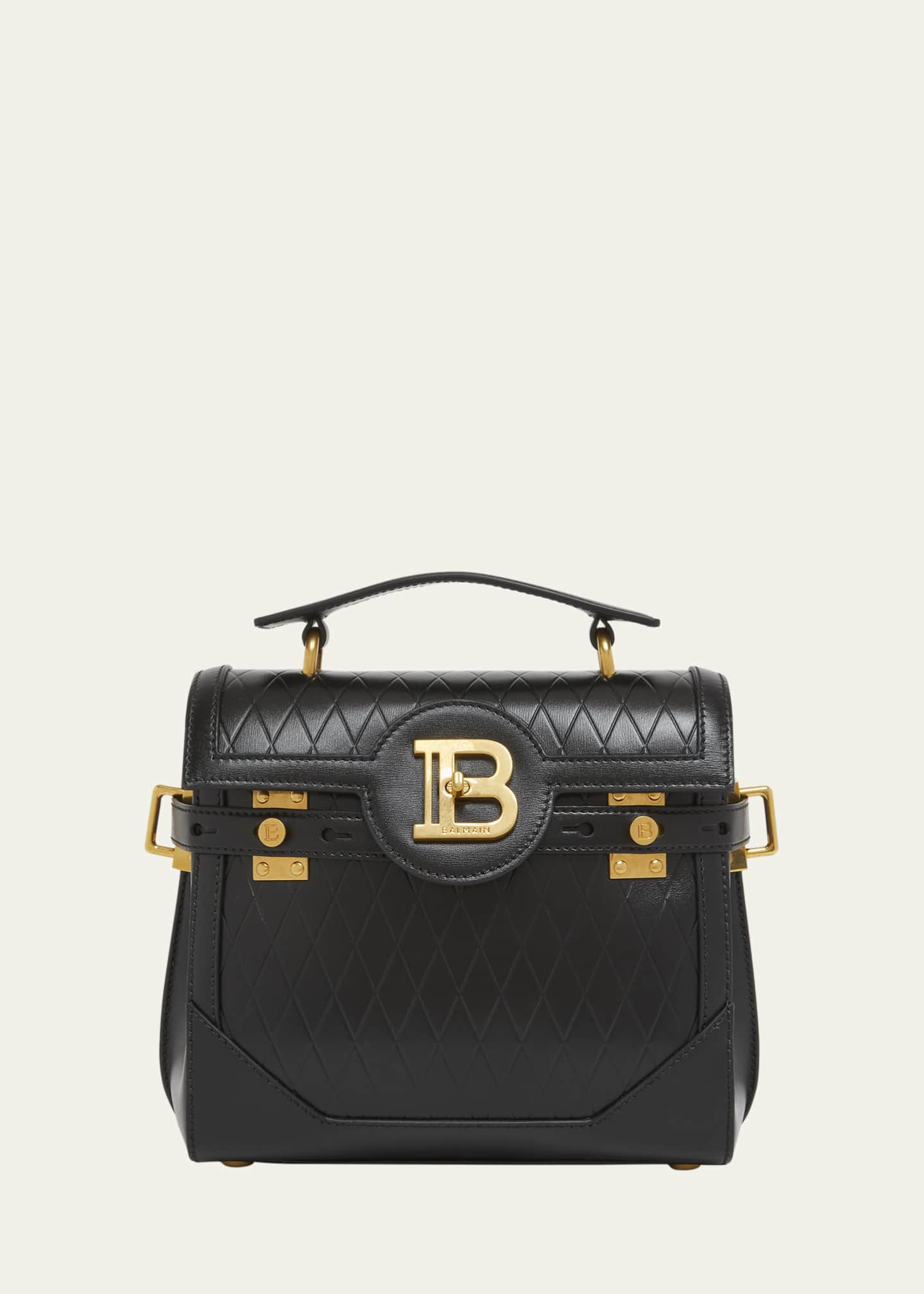 Balmain BBuzz 23 Top-Handle Bag in Embossed Leather Image 1 of 5