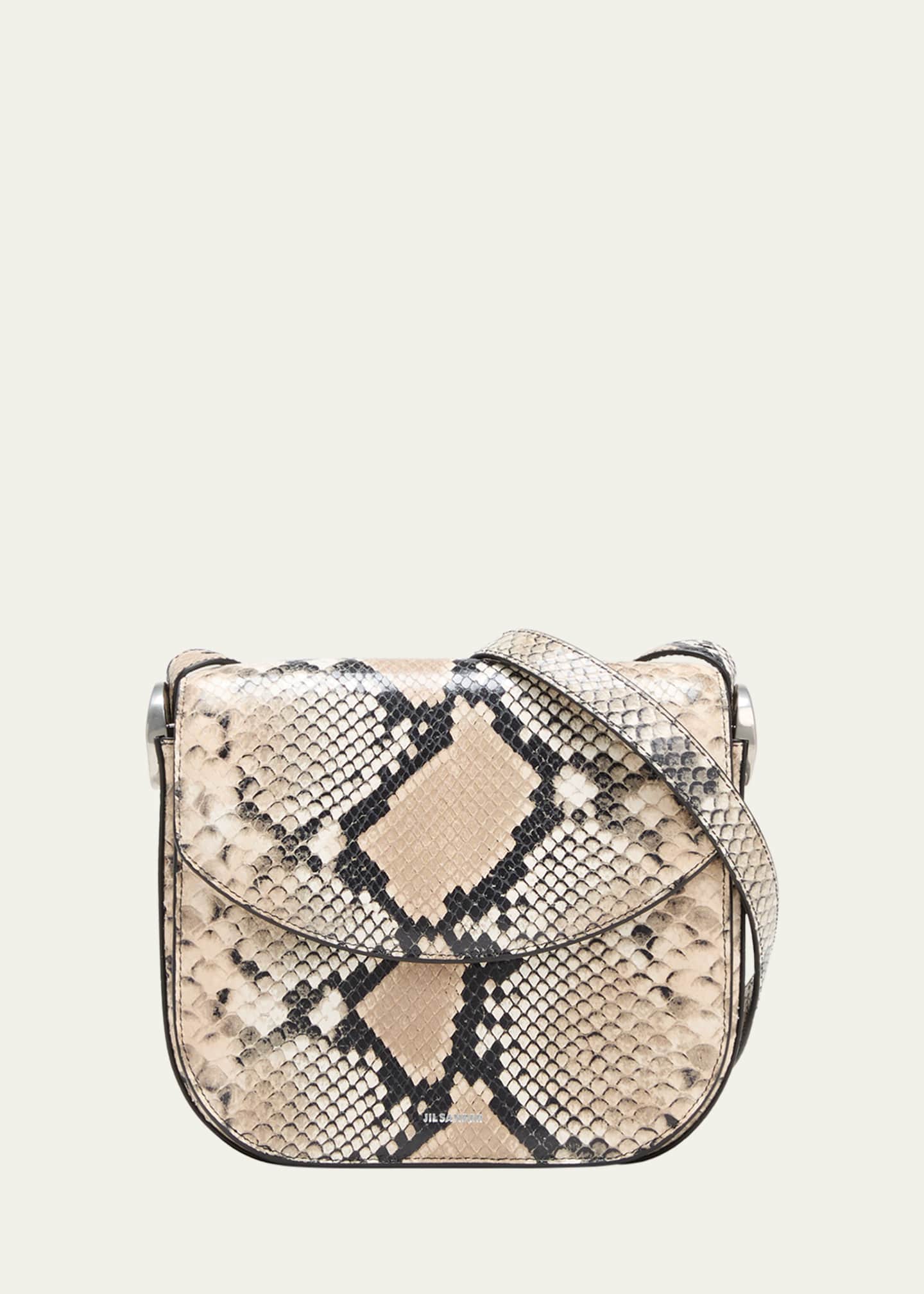Jil Sander Coin Medium Python Print Leather Crossbody Bag
