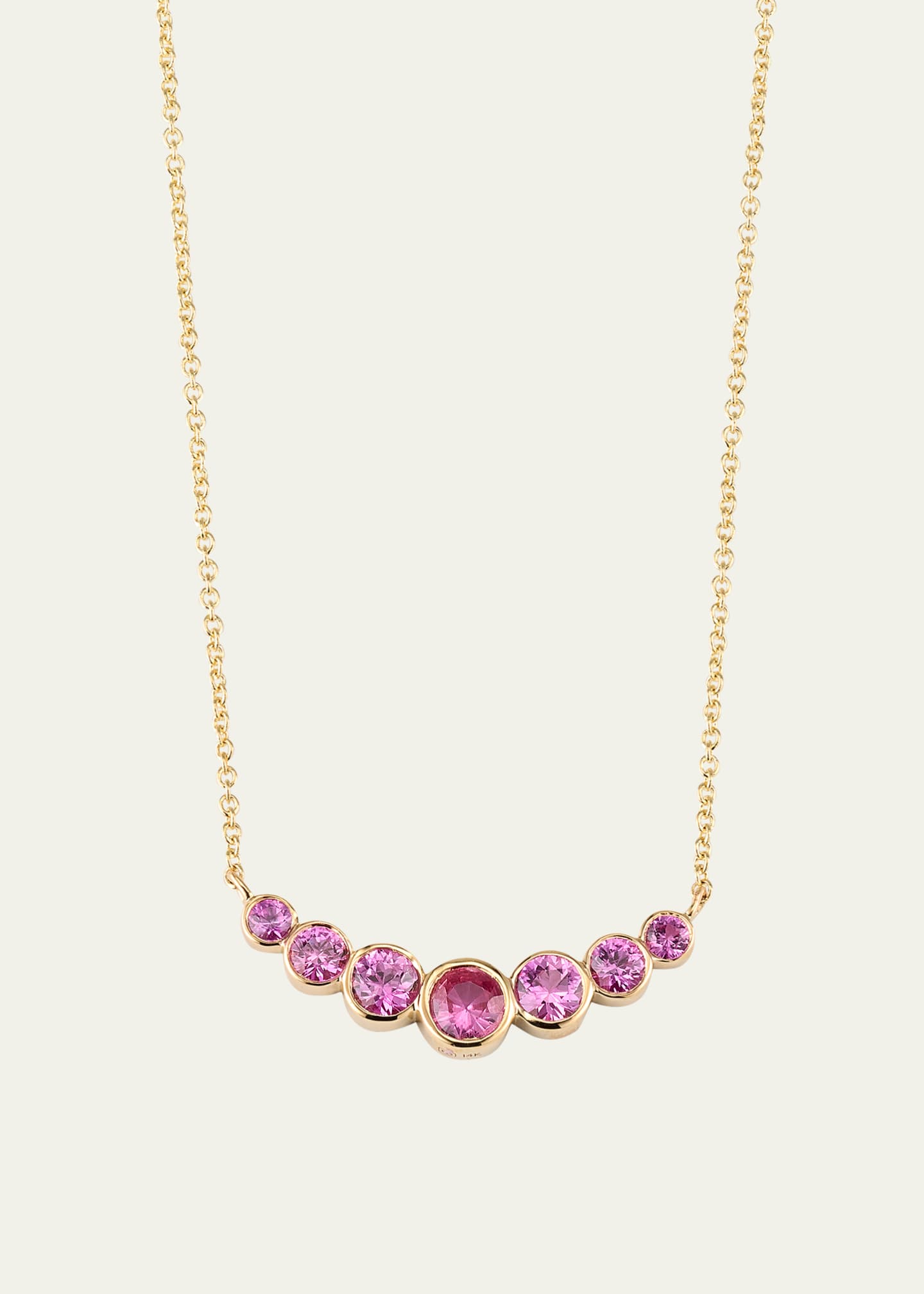 Sydney Evan 14K Graduated Bezel Curve Bar Necklace with Pink Sapphires Image 1 of 4
