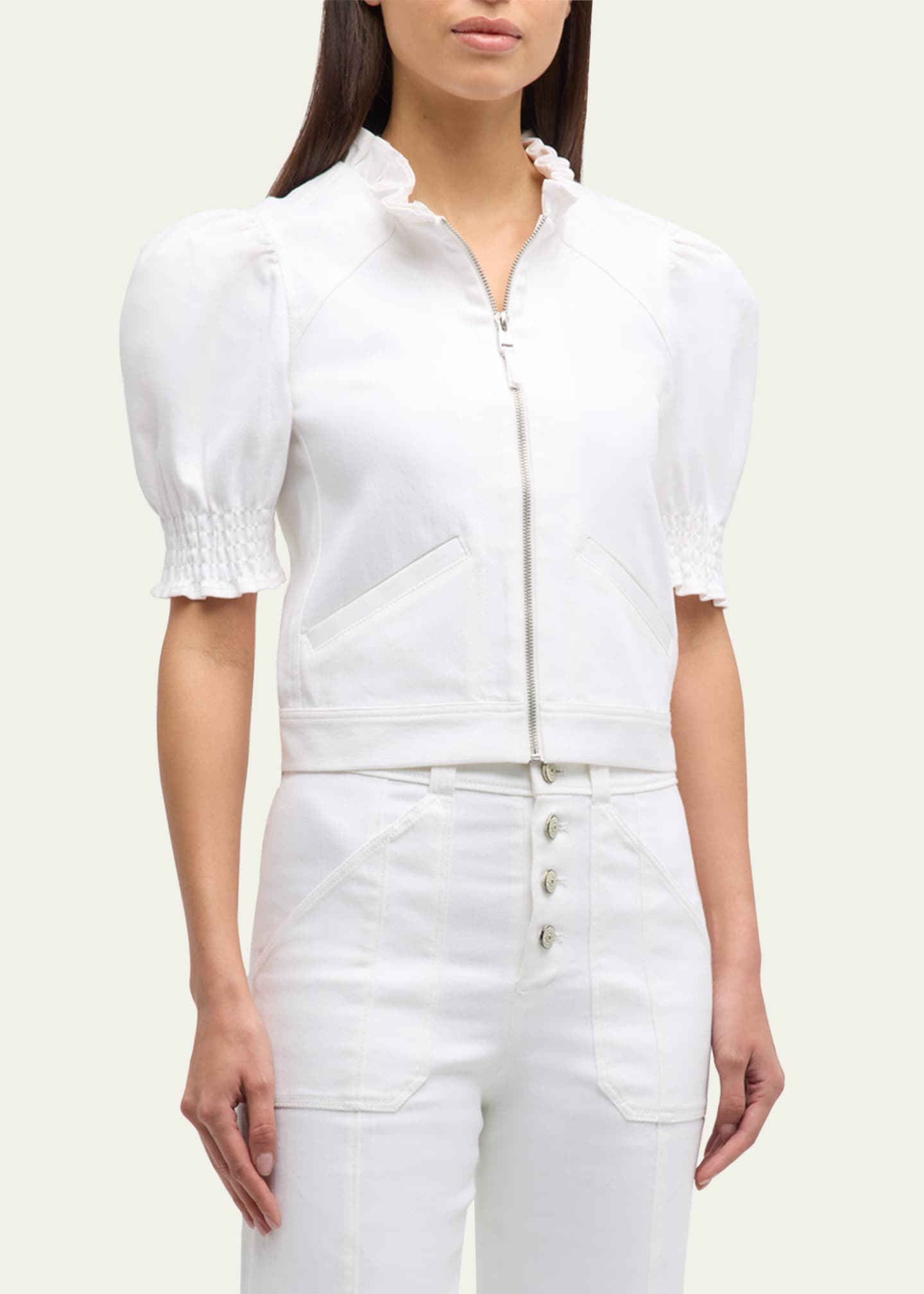Cinq a Sept Anabella Short-Sleeve Zip-Front Jacket - Bergdorf Goodman