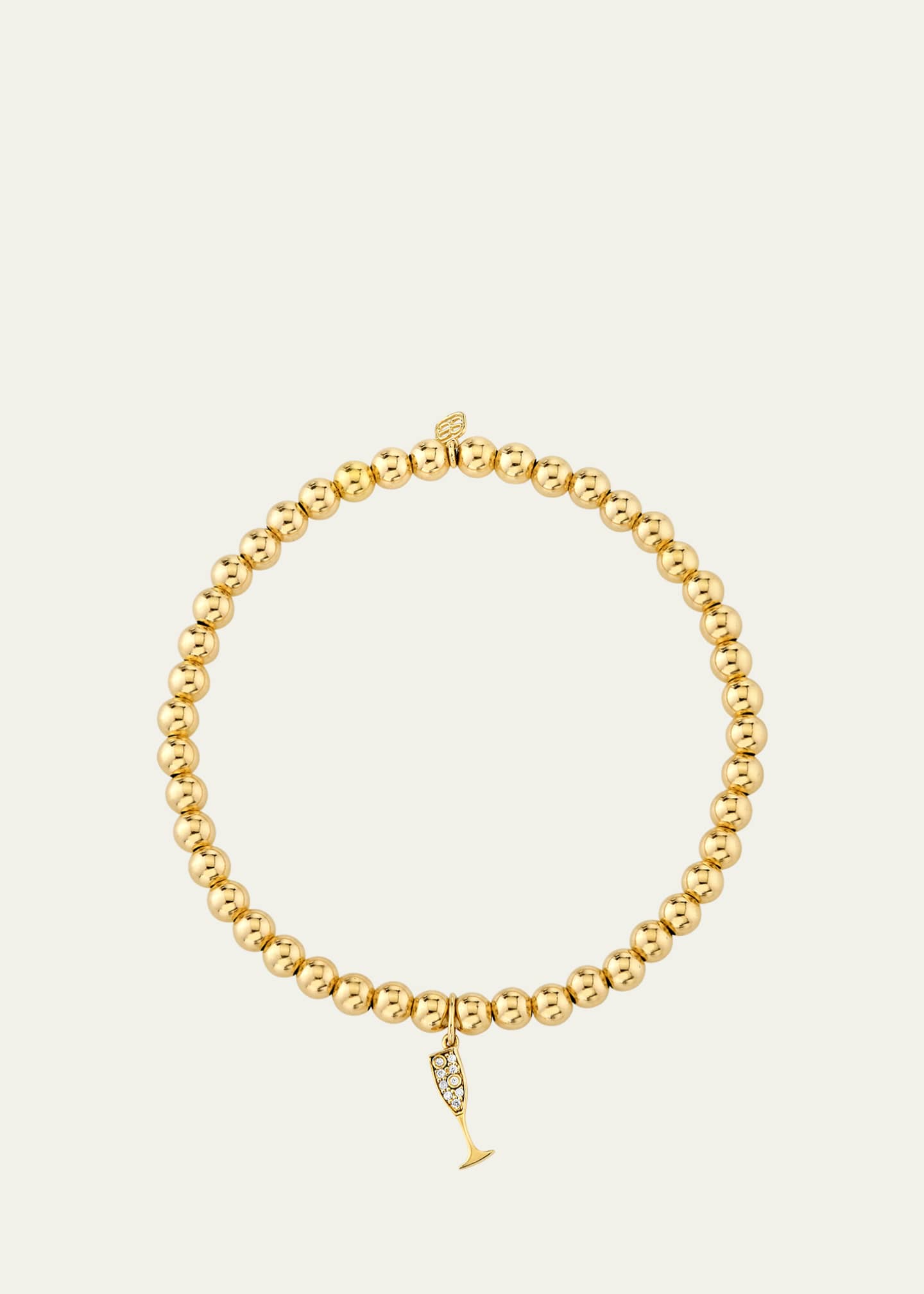 Sydney Evan Small Champagne Glass Charm on 14K Yellow Gold Ball Bracelet Image 3 of 4