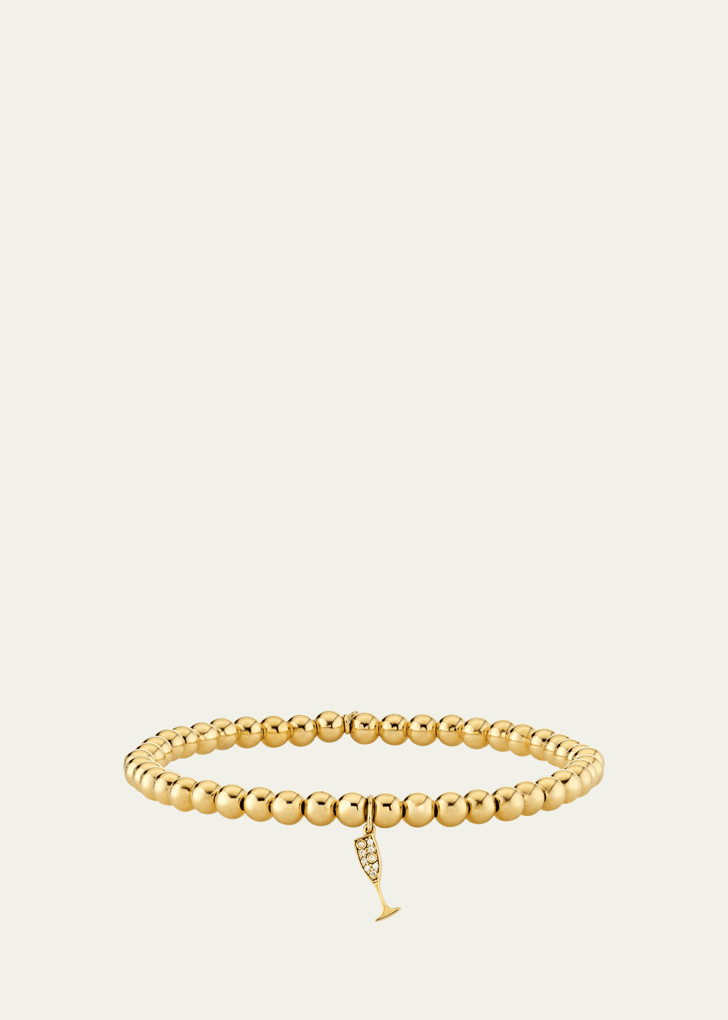 Sydney Evan Small Champagne Glass Charm on 14K Yellow Gold Ball Bracelet Image 1 of 4
