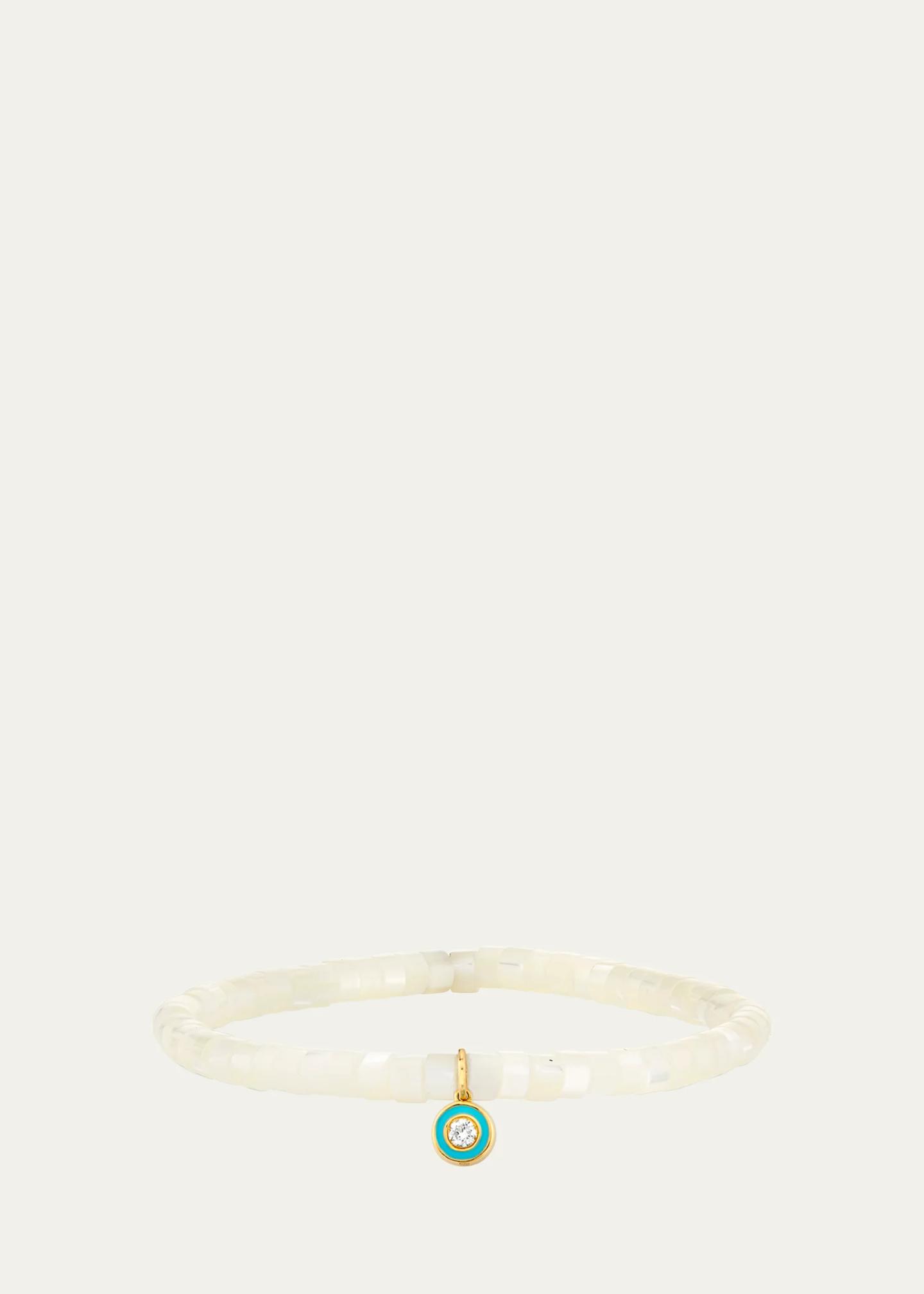Sydney Evan Enamel Charm Clear Beaded Bracelet
