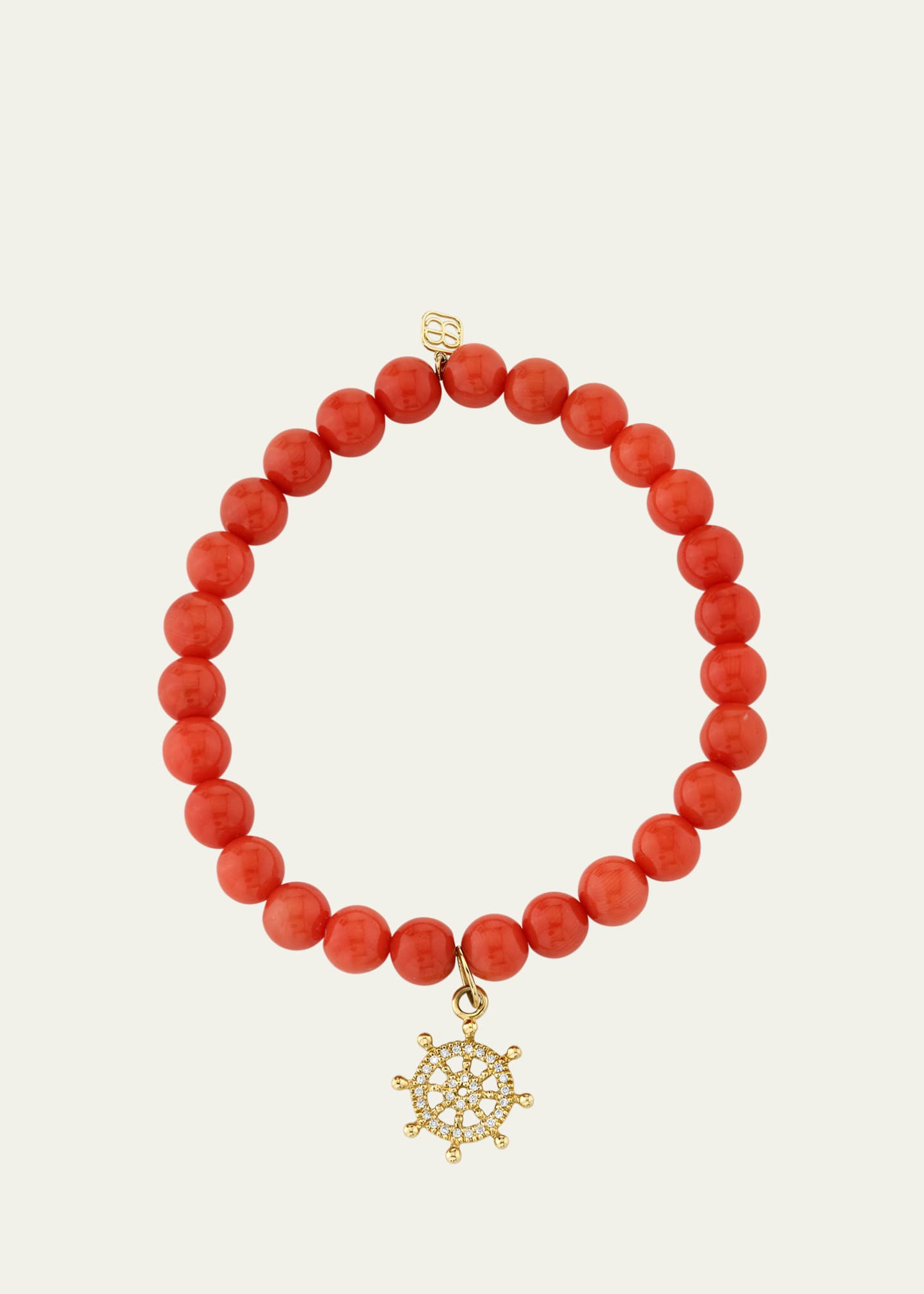 Sydney Evan 14K Diamond Ships Wheel Charm and Bead Bracelet Image 3 of 4