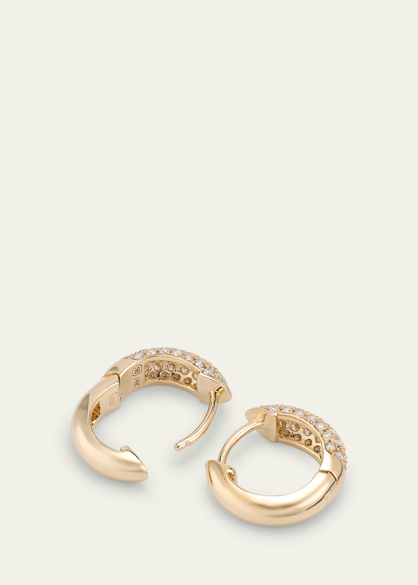 Sydney Evan 14k Puffy Pave Huggie Hoop Image 4 of 4