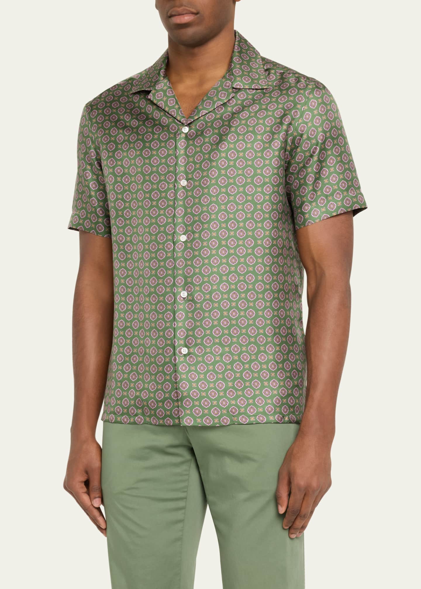 Charvet Men's Silk Floral Camp Shirt Image 4 of 5