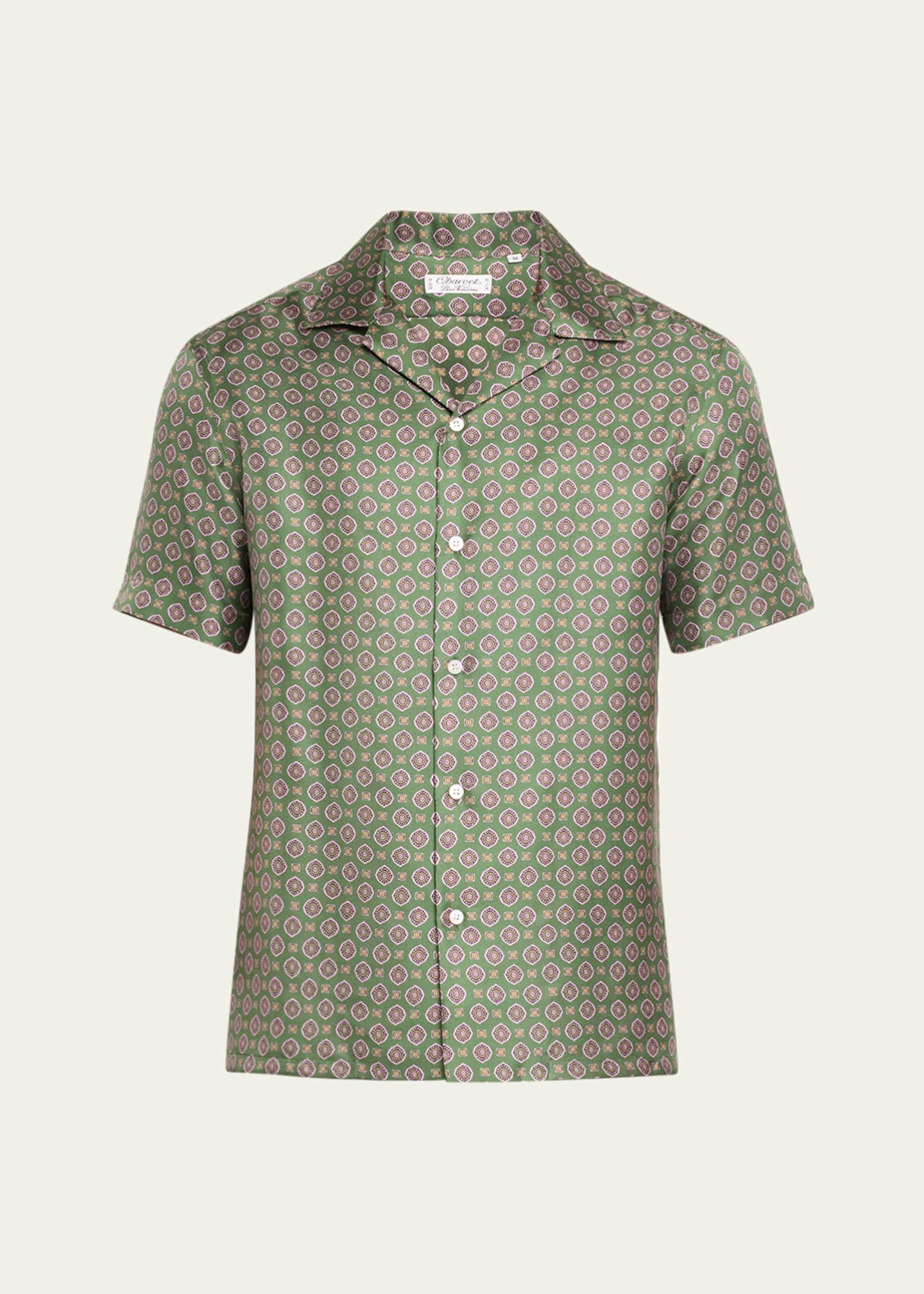 Charvet Men's Silk Floral Camp Shirt Image 1 of 5