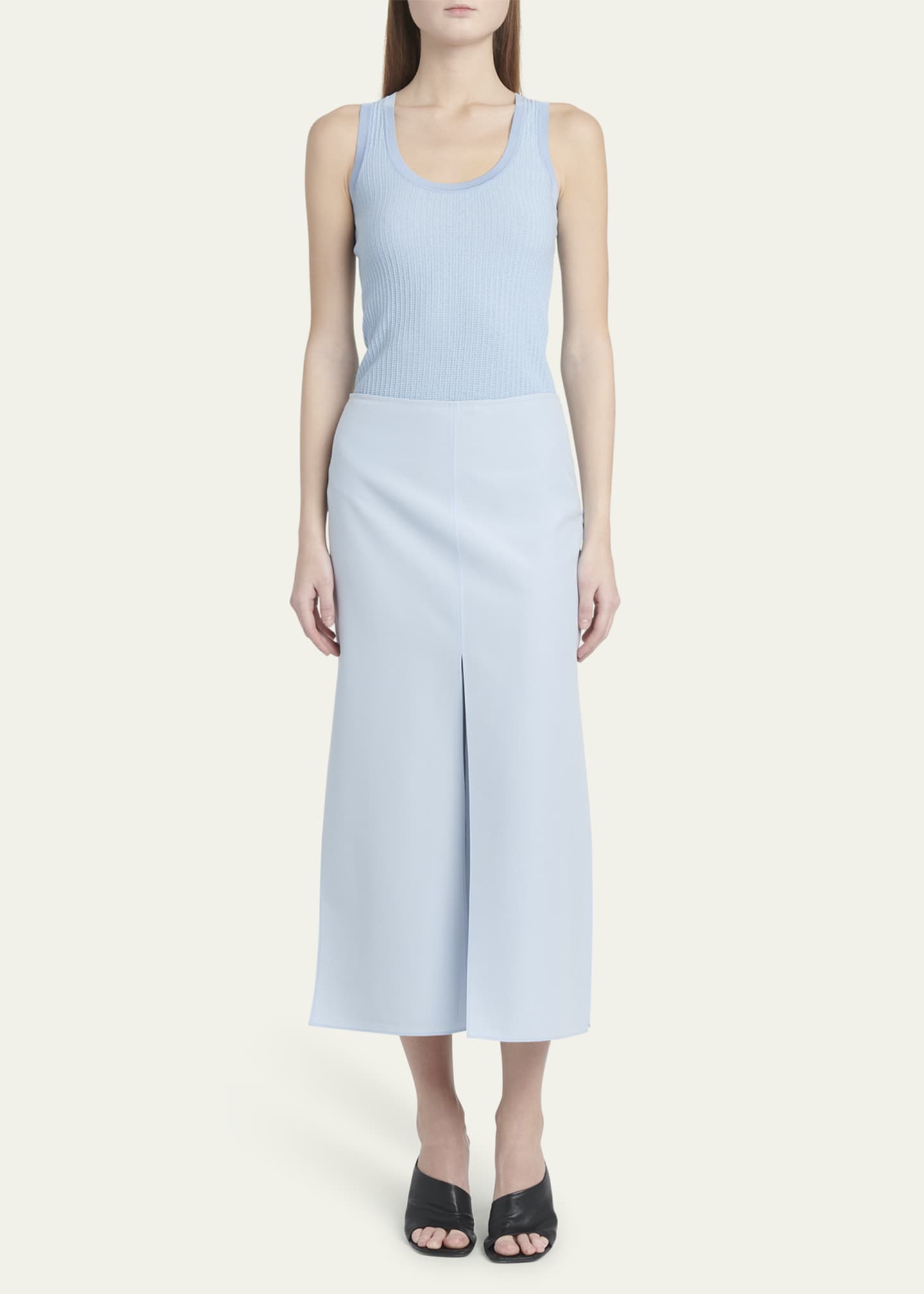 Ferragamo Wool Silk Slit Midi Skirt Image 2 of 5