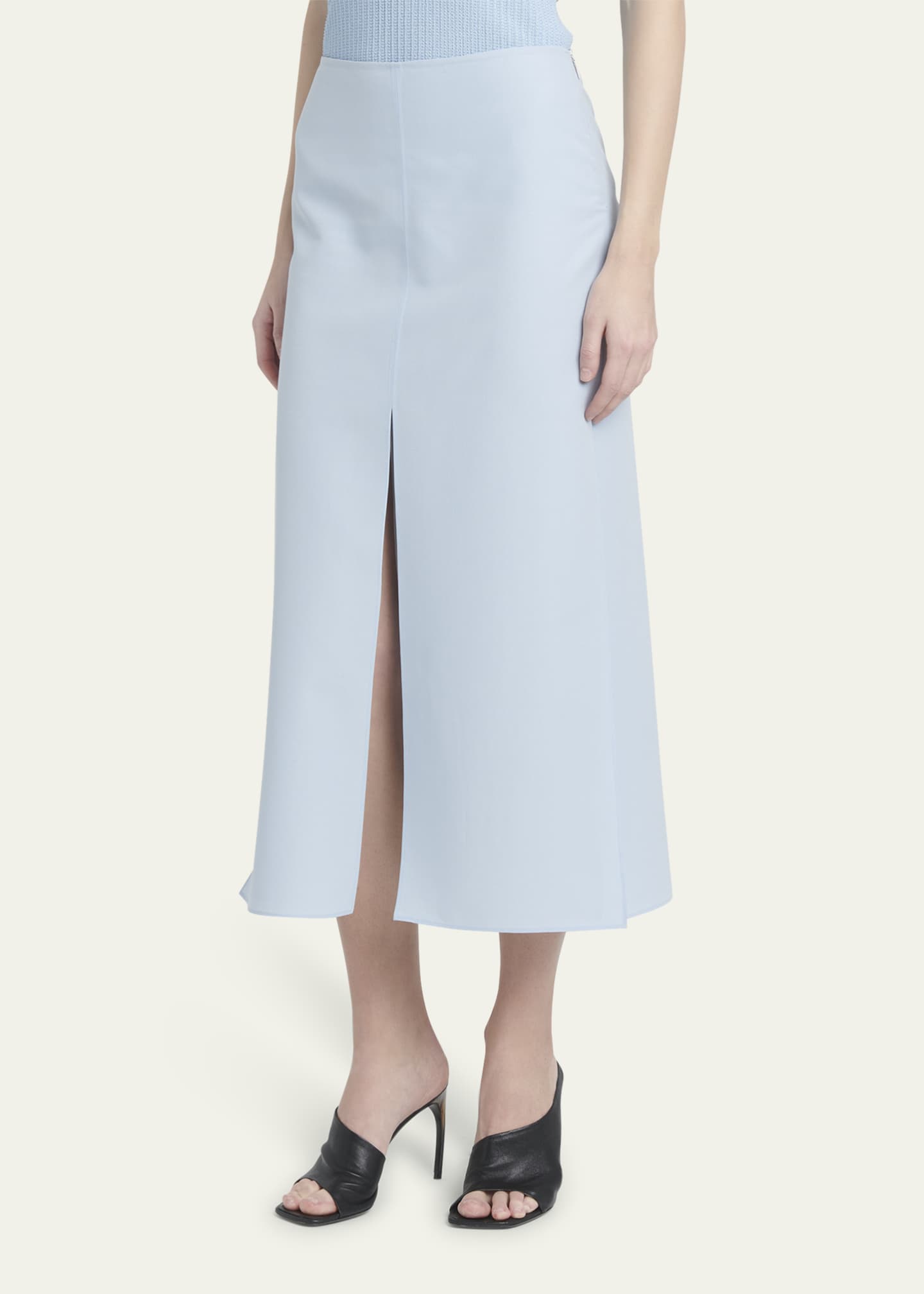 Ferragamo Wool Silk Slit Midi Skirt Image 4 of 5