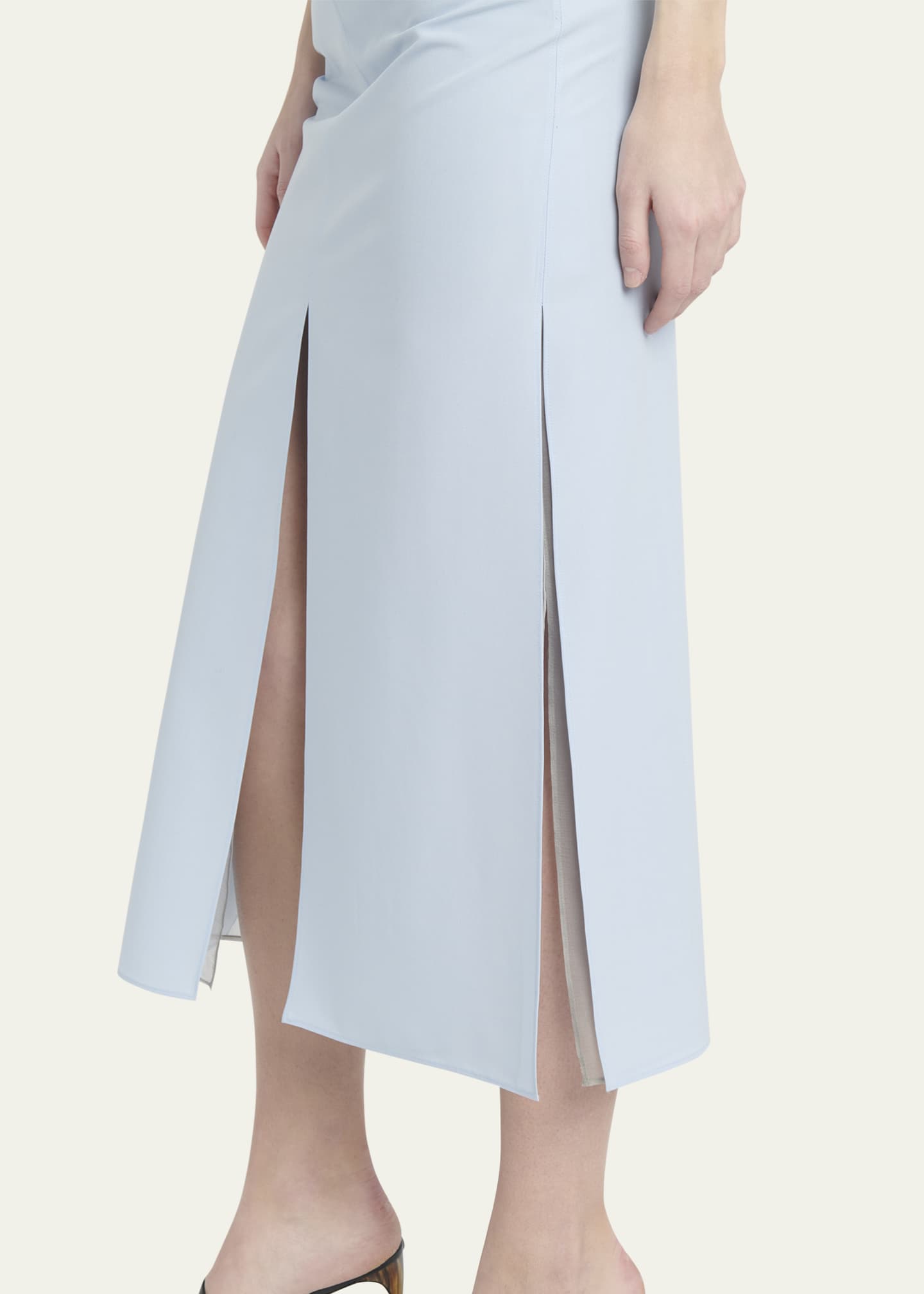 Ferragamo Wool Silk Slit Midi Skirt Image 5 of 5