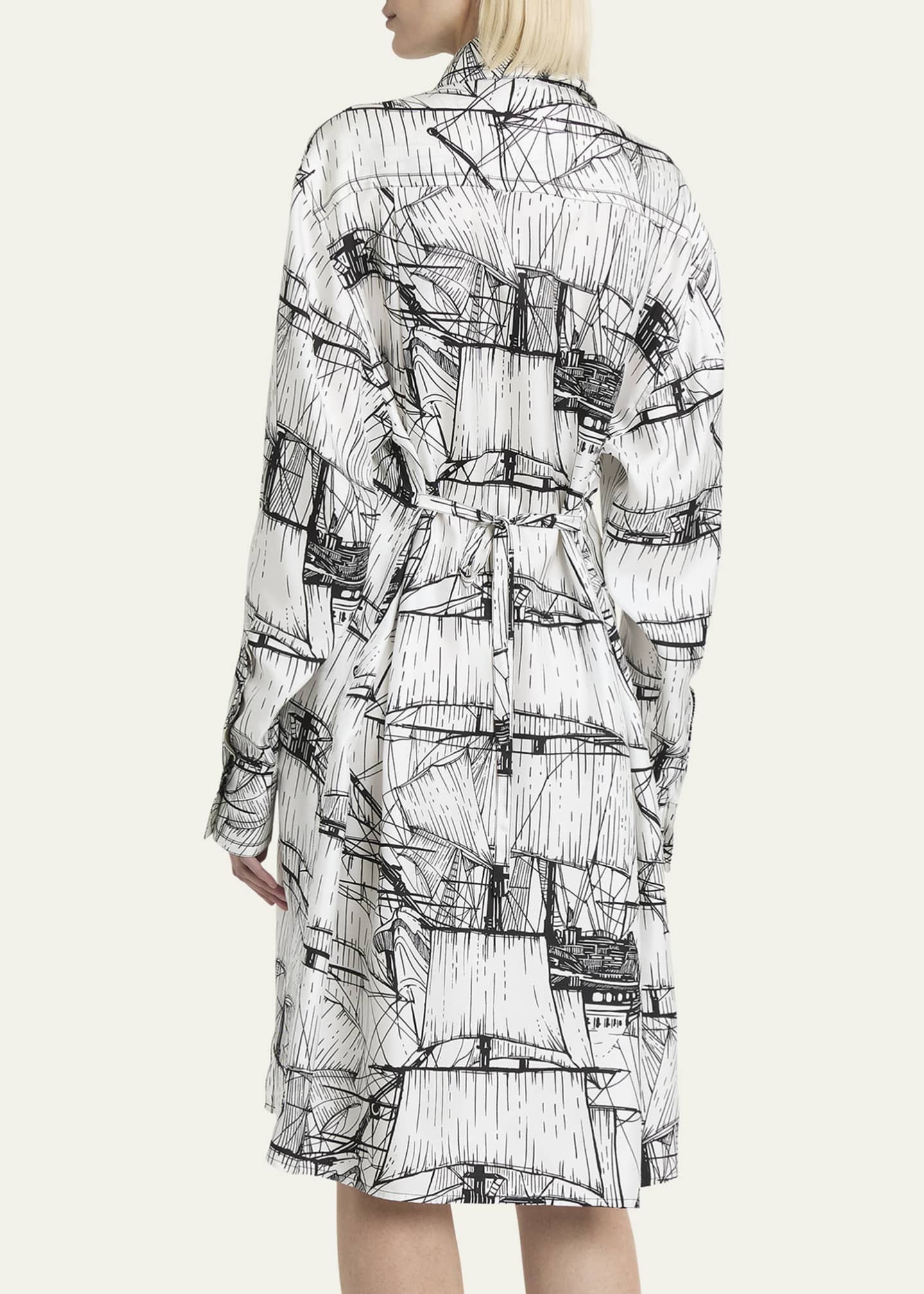 Ferragamo Nautical Printed Silk Shirtdress Image 3 of 5