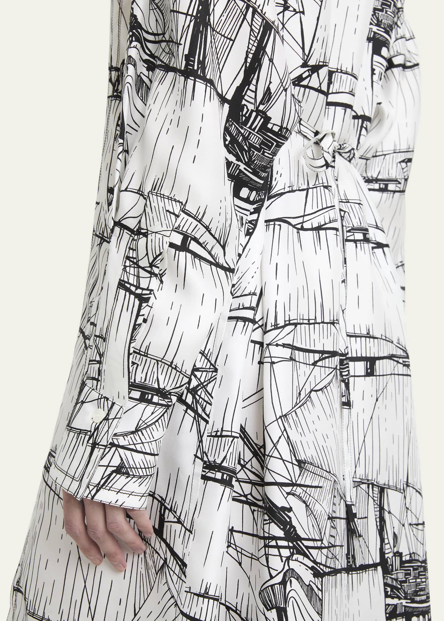 Ferragamo Nautical Printed Silk Shirtdress Image 5 of 5