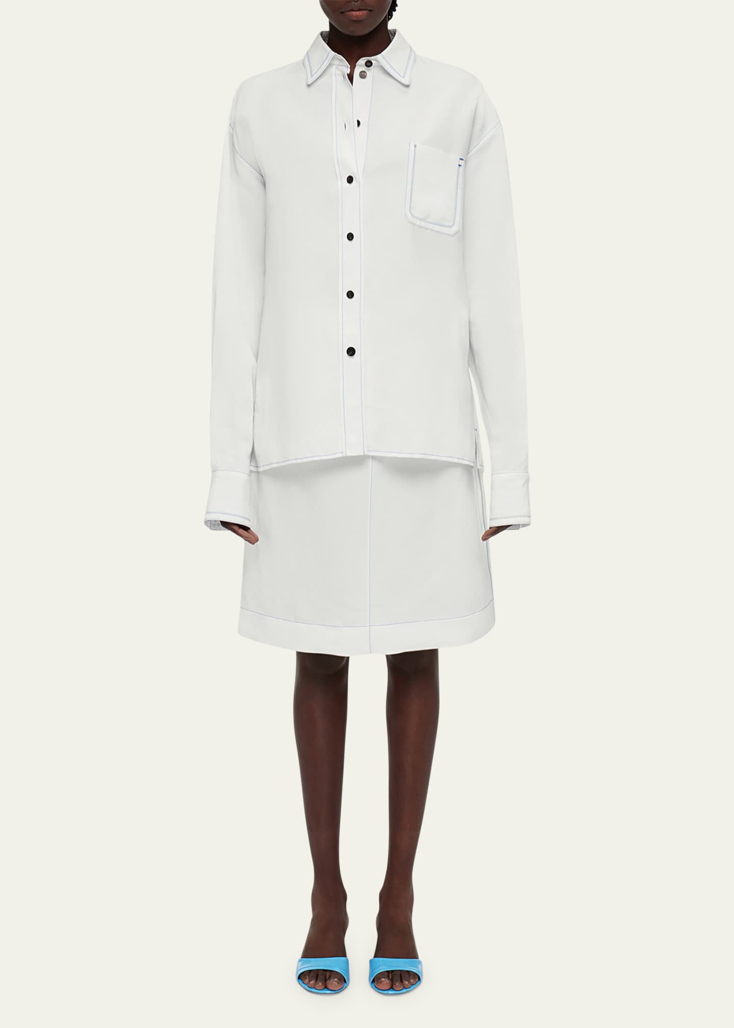 Ferragamo Button-Front Shirt with Contrast Stitching Image 2 of 5