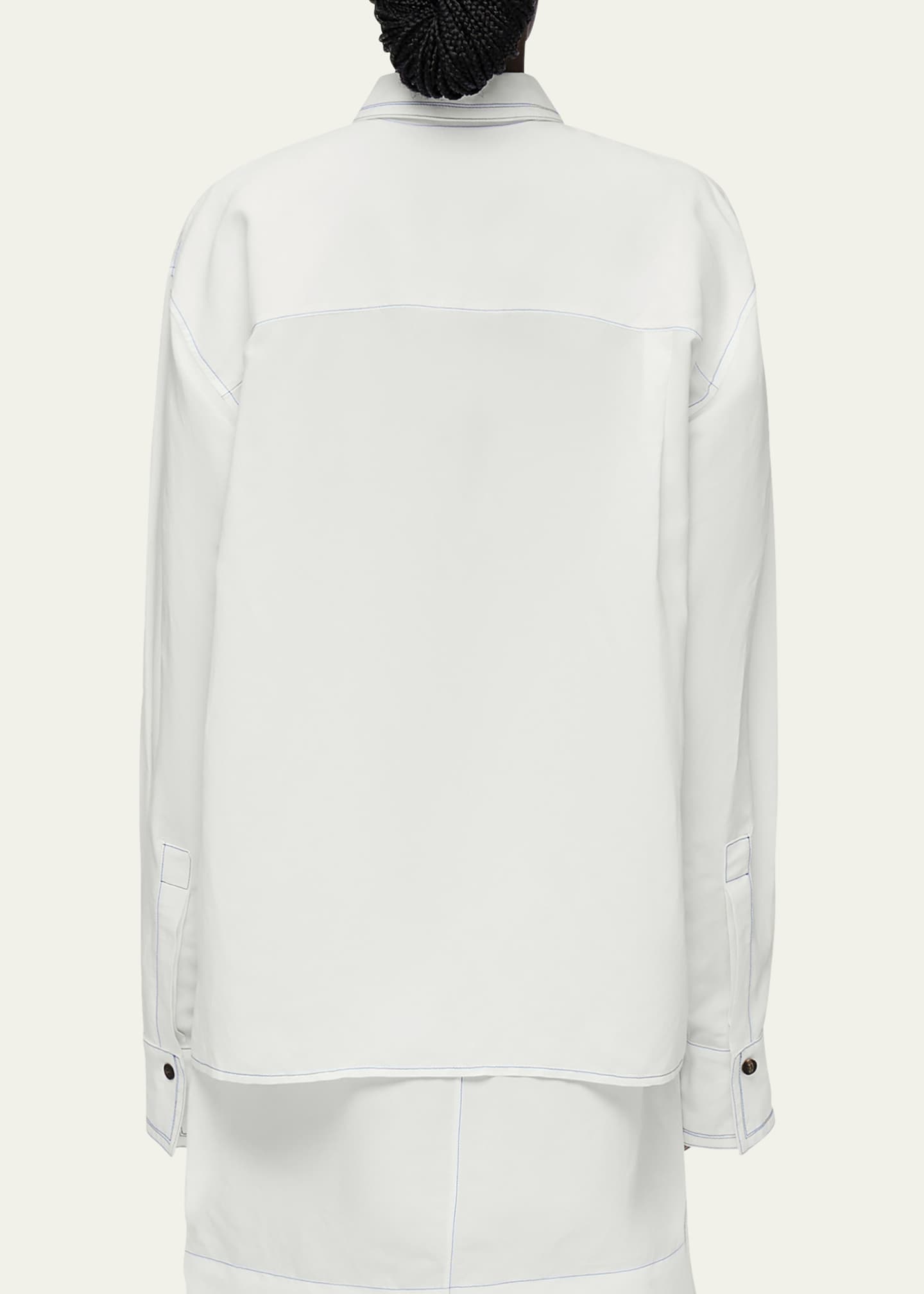 Ferragamo Button-Front Shirt with Contrast Stitching Image 3 of 5