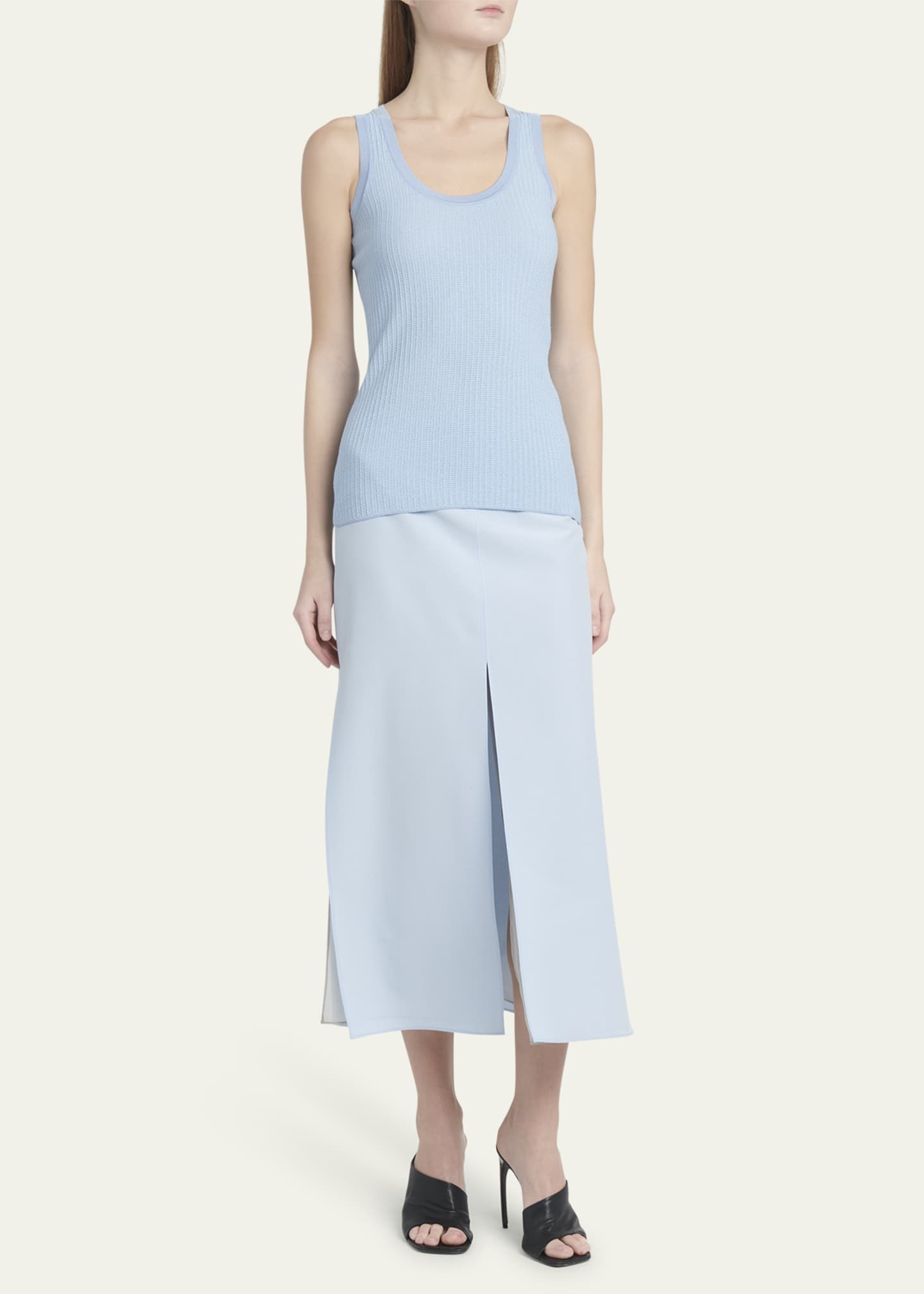 Ferragamo Cotton Silk Micro Jacquard Tank Top Image 2 of 5