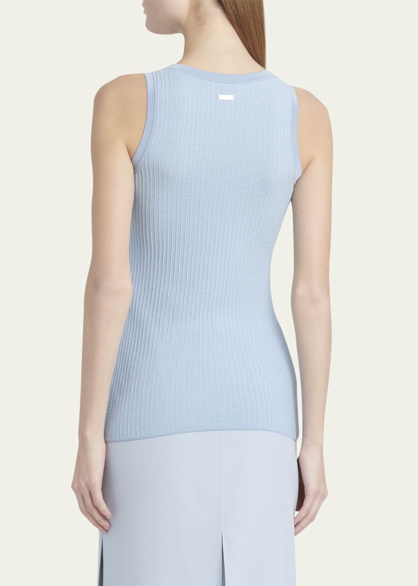 Ferragamo Cotton Silk Micro Jacquard Tank Top Image 3 of 5