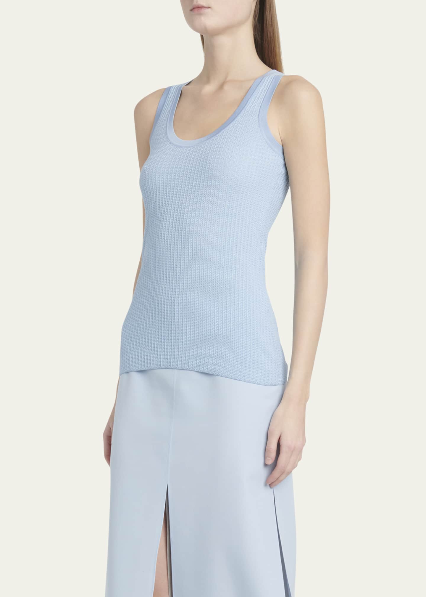 Ferragamo Cotton Silk Micro Jacquard Tank Top Image 4 of 5